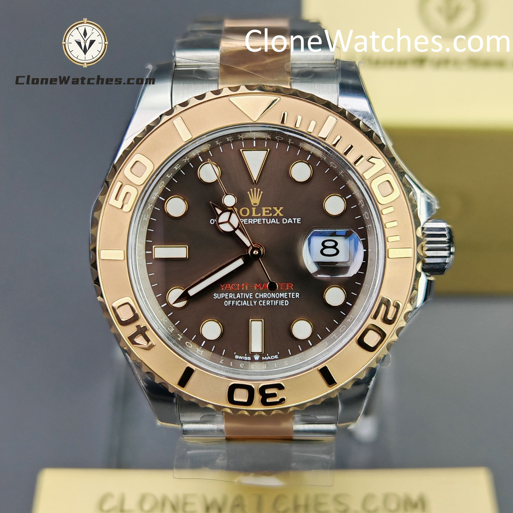 Rolex Super Clone Watches 1:1 Yacht Master Brown Dial Rose Gold M126621-0001 3235 Movement