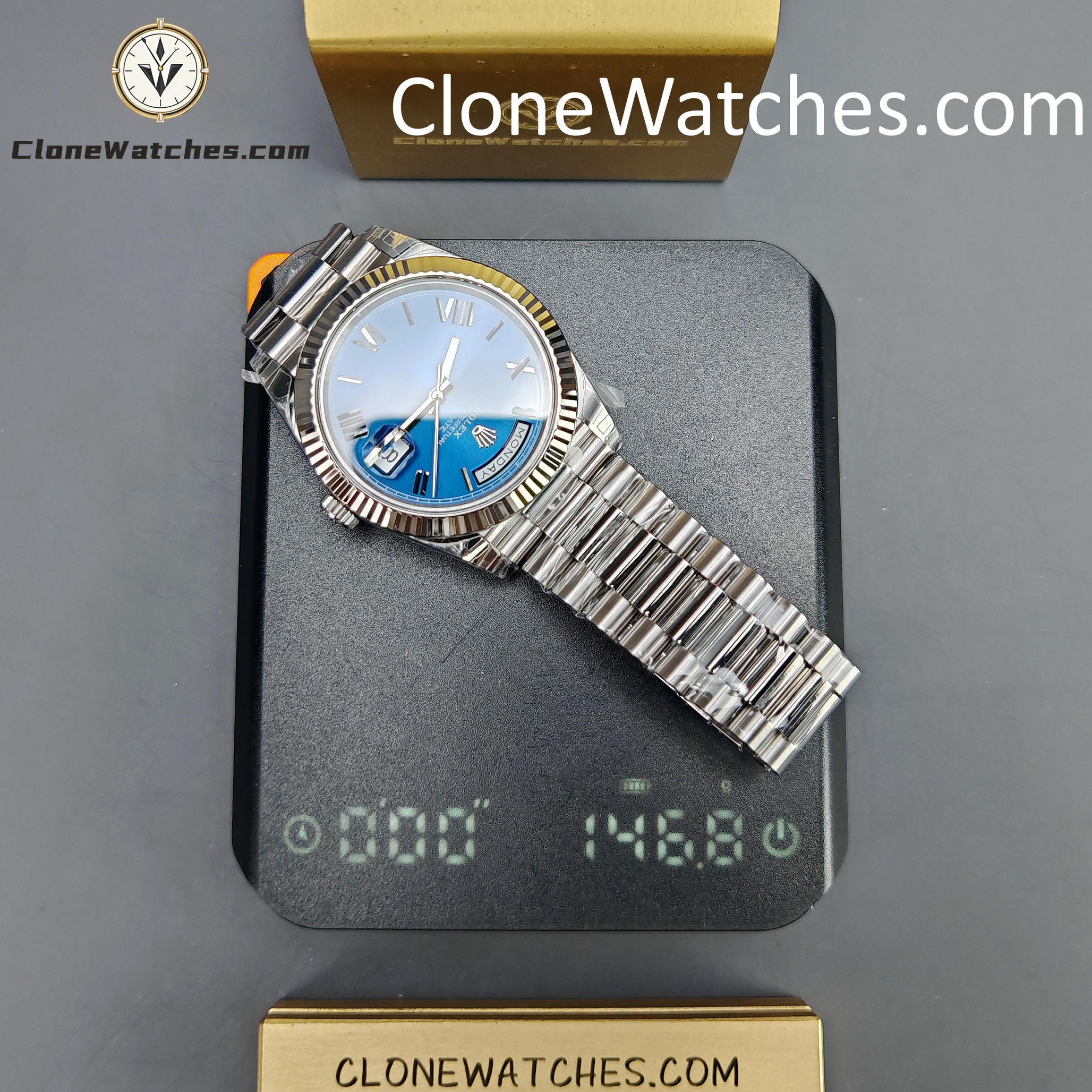 Rolex Super Clone Watches 1:1 Day Date Blue Dial 40mm m228239-0007 VSF Version 3255 Movement