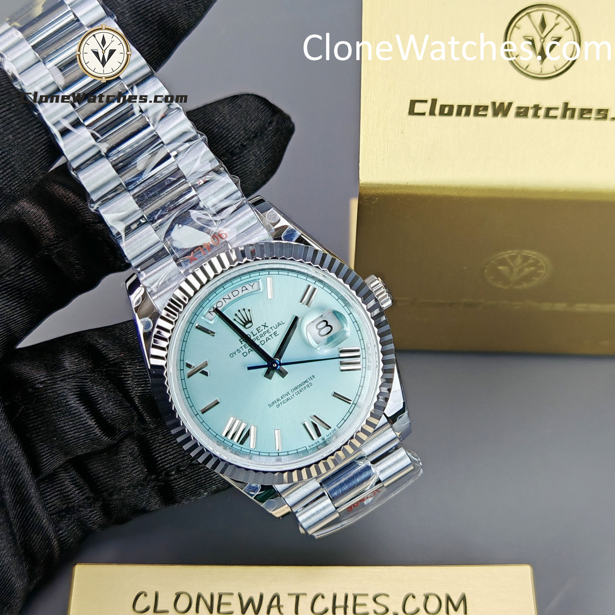 Rolex Super Clone Watches 1:1 Day Date Ice Blue Dial 40mm M228236-0012 3255 Movement