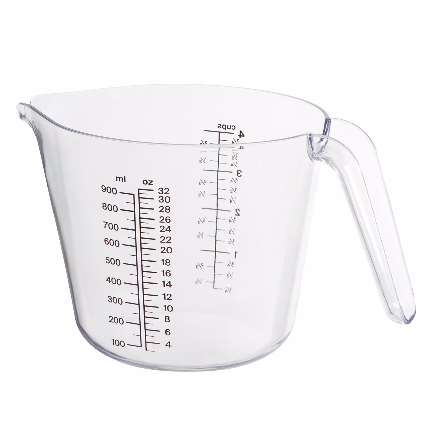 Mainstays 4-Cup Large Spout Plastic Measuring Cup, 32 oz, Clear