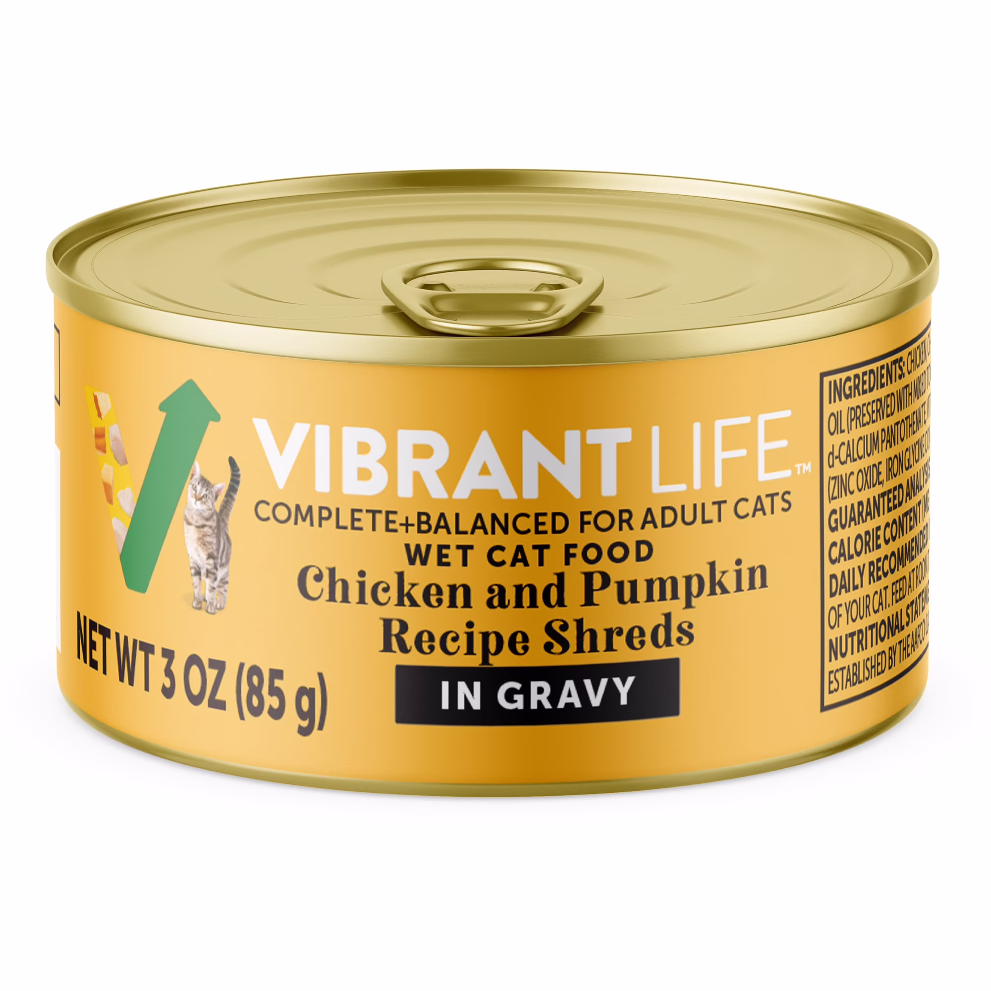 Vibrant Life Chicken & Pumpkin Shreds Wet Cat Food, 3 oz Can