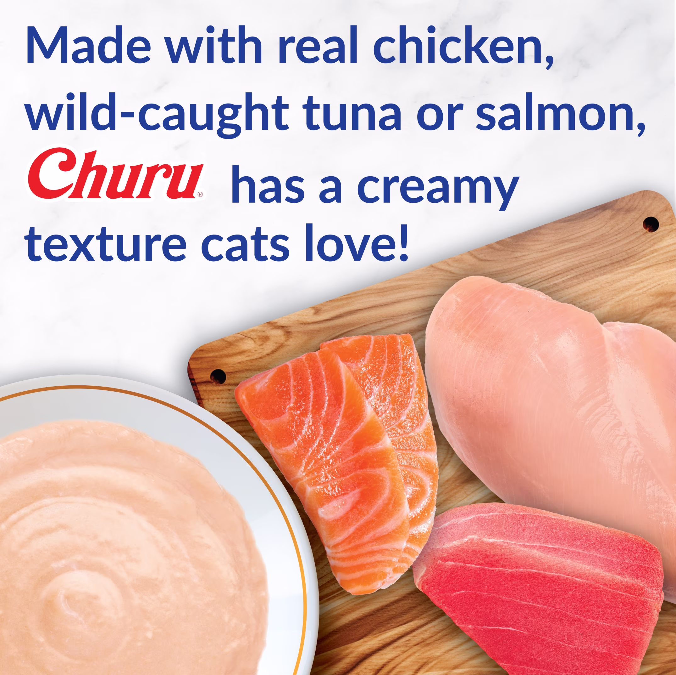 INABA Churu Cat Treats, Creamy Lickable Purée Cat Treat with Vitamin E, 0.5 Ounces Each Tube, 4 Tubes, Tuna Recipe