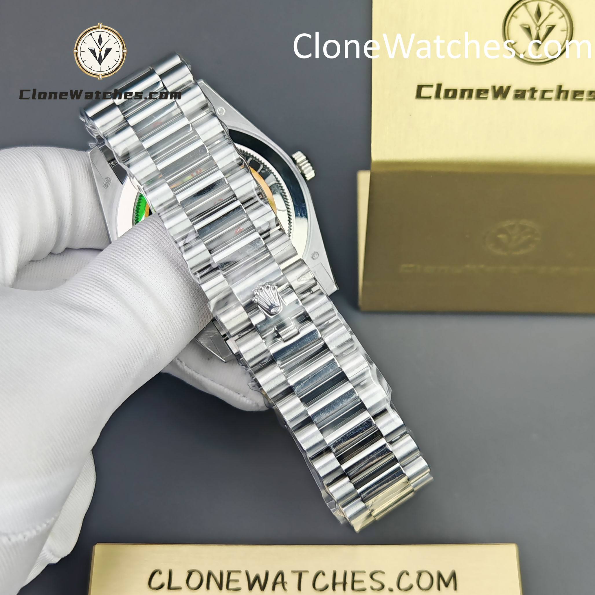 Rolex Super Clone Watches 1:1 Day Date Grey Dial 40mm m228239-0060 Presidential Bracelet