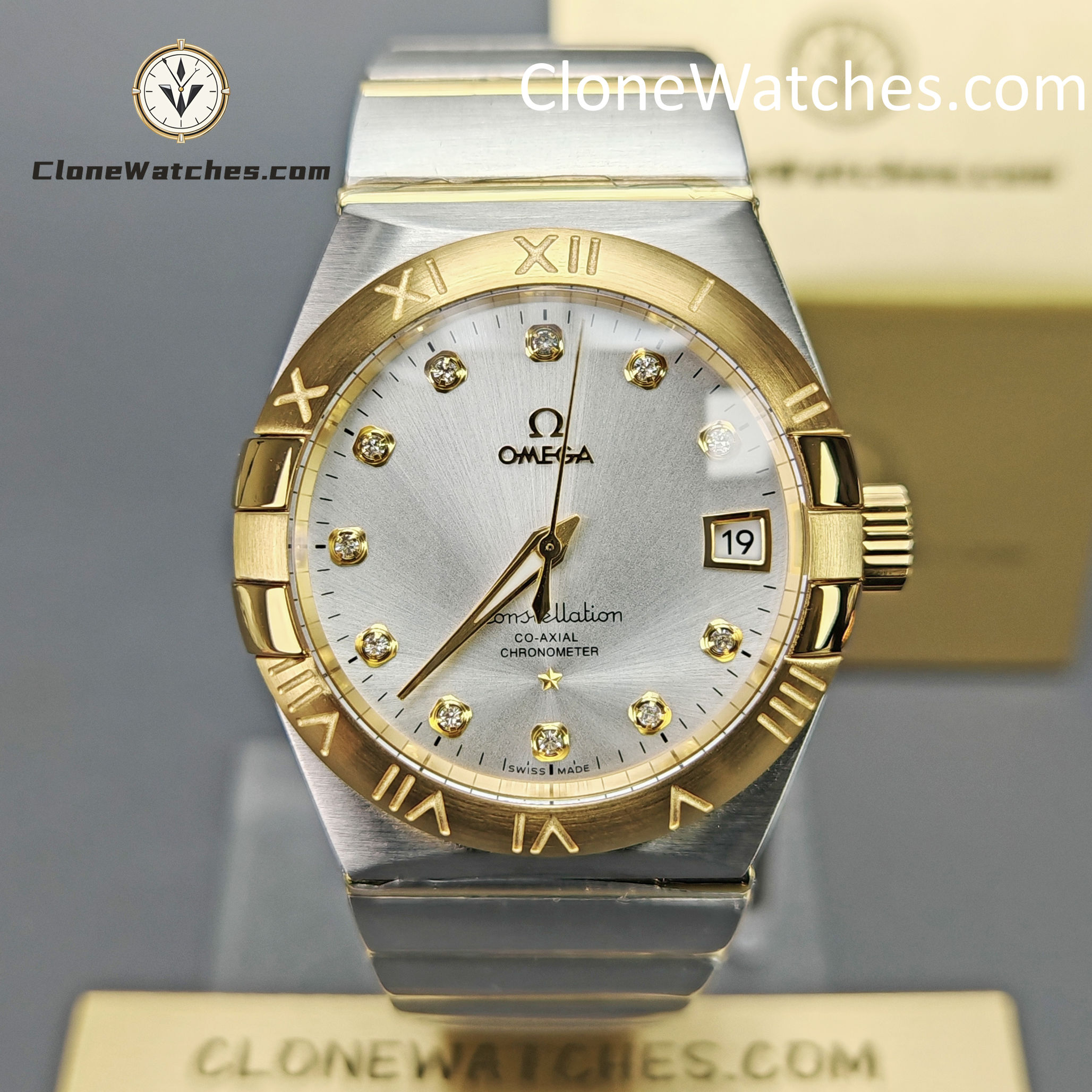 OMEGA Super Clone Watches 1:1 Constellation steel �� 18k gold on steel 123.20.35.20.52.002 35mm