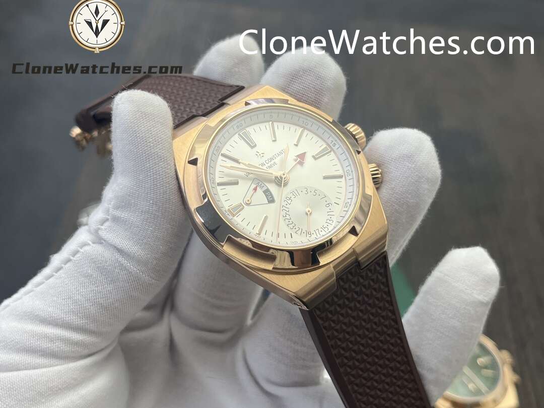 Vacheron Constantin Super Clone Watches 1:1 Overseas Dual Time 7920V/000R-B336 Rose Gold Silver Dial