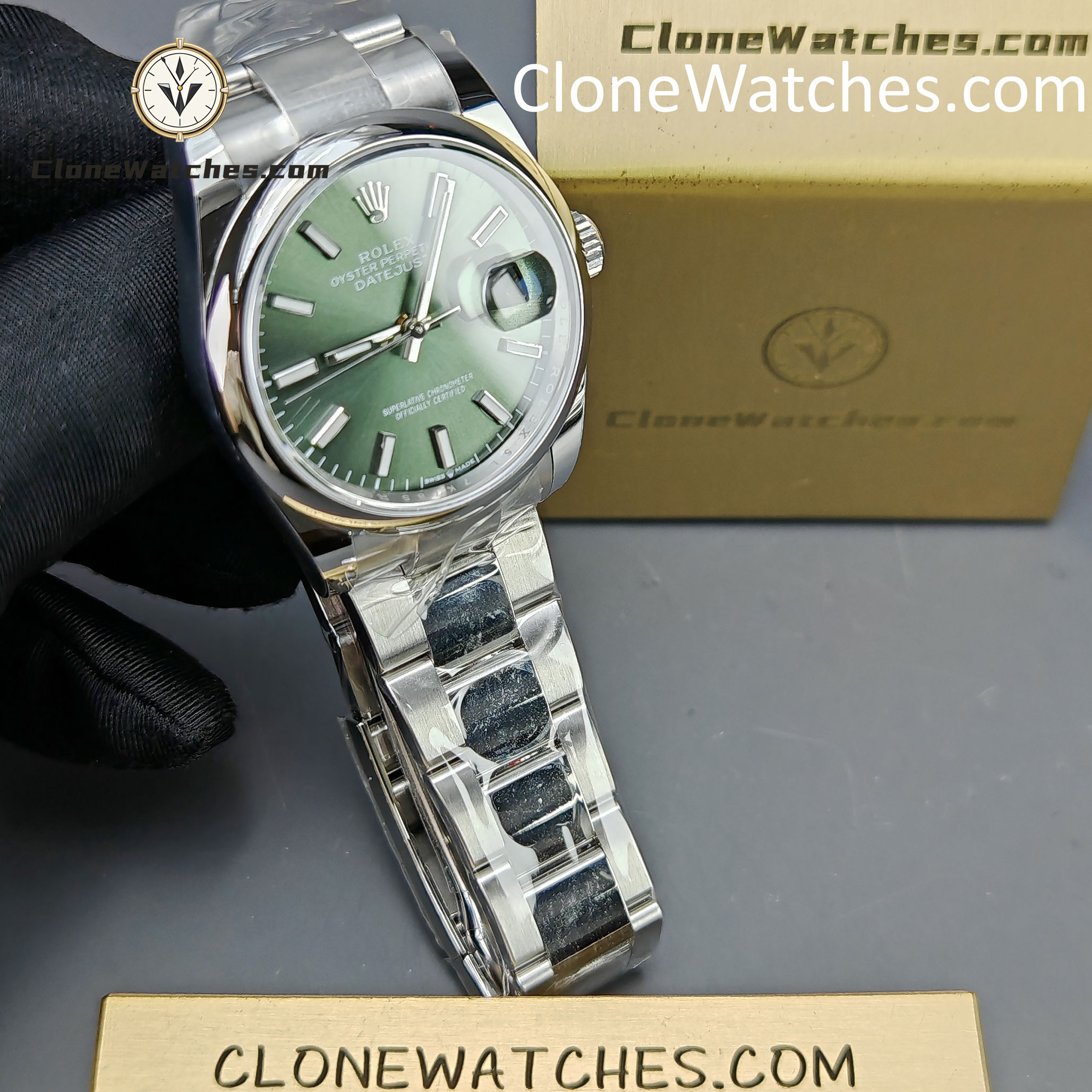 Rolex Super Clone Watches 1:1 DateJust Green Dial m126200-0024 Oyster 36MM 3235 Movement