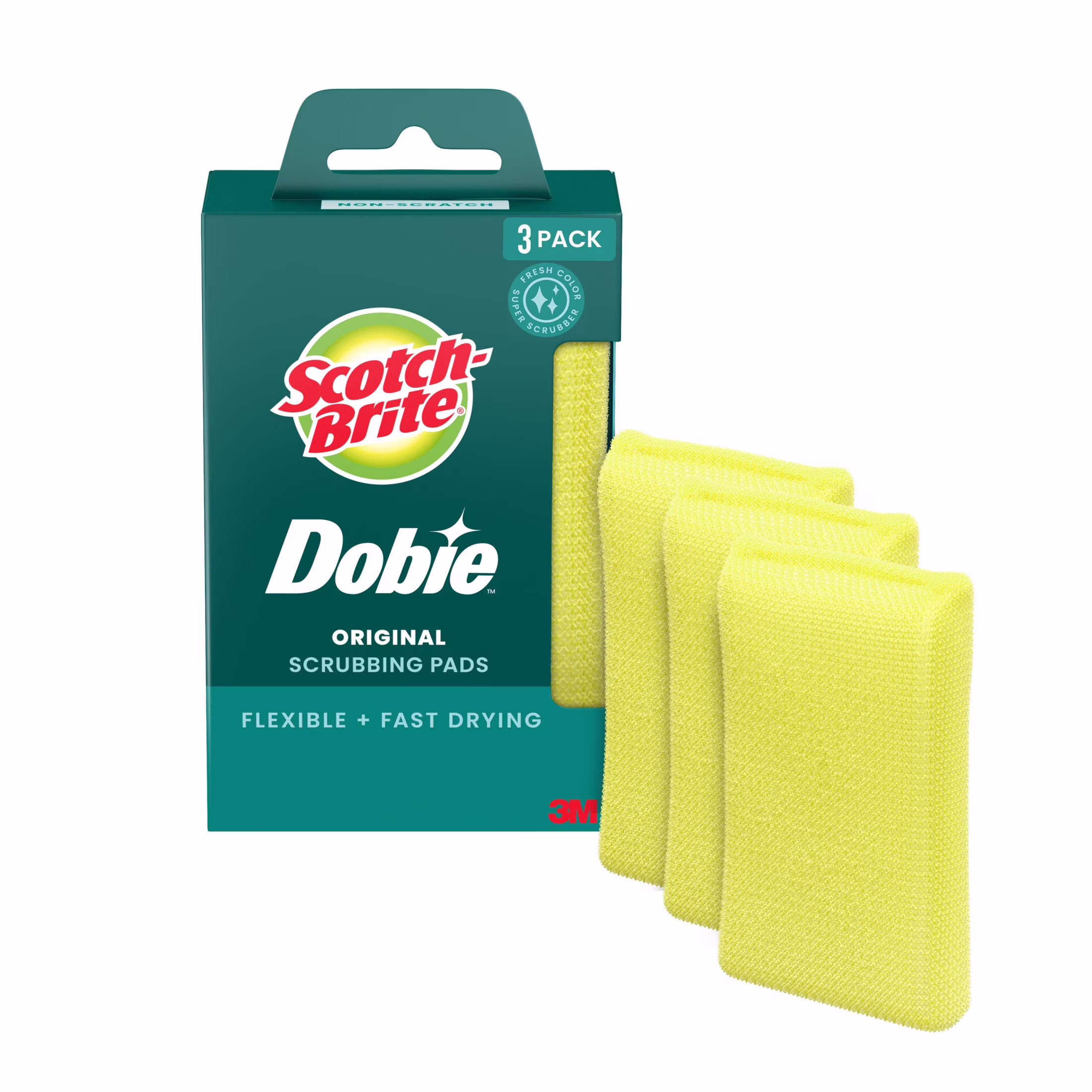 Scotch-Brite Dobie Original Scrubbing Pads, Flexible and Fast Drying, 3 Pack