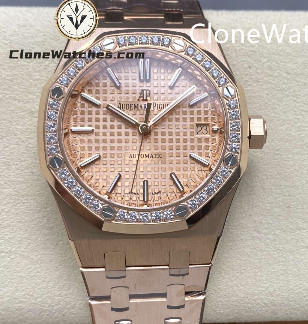 Audemars Piguet Super Clone Watches 1:1 Royal Oak Rose Gold 15451OR Grande Tapisserie Dial 37MM