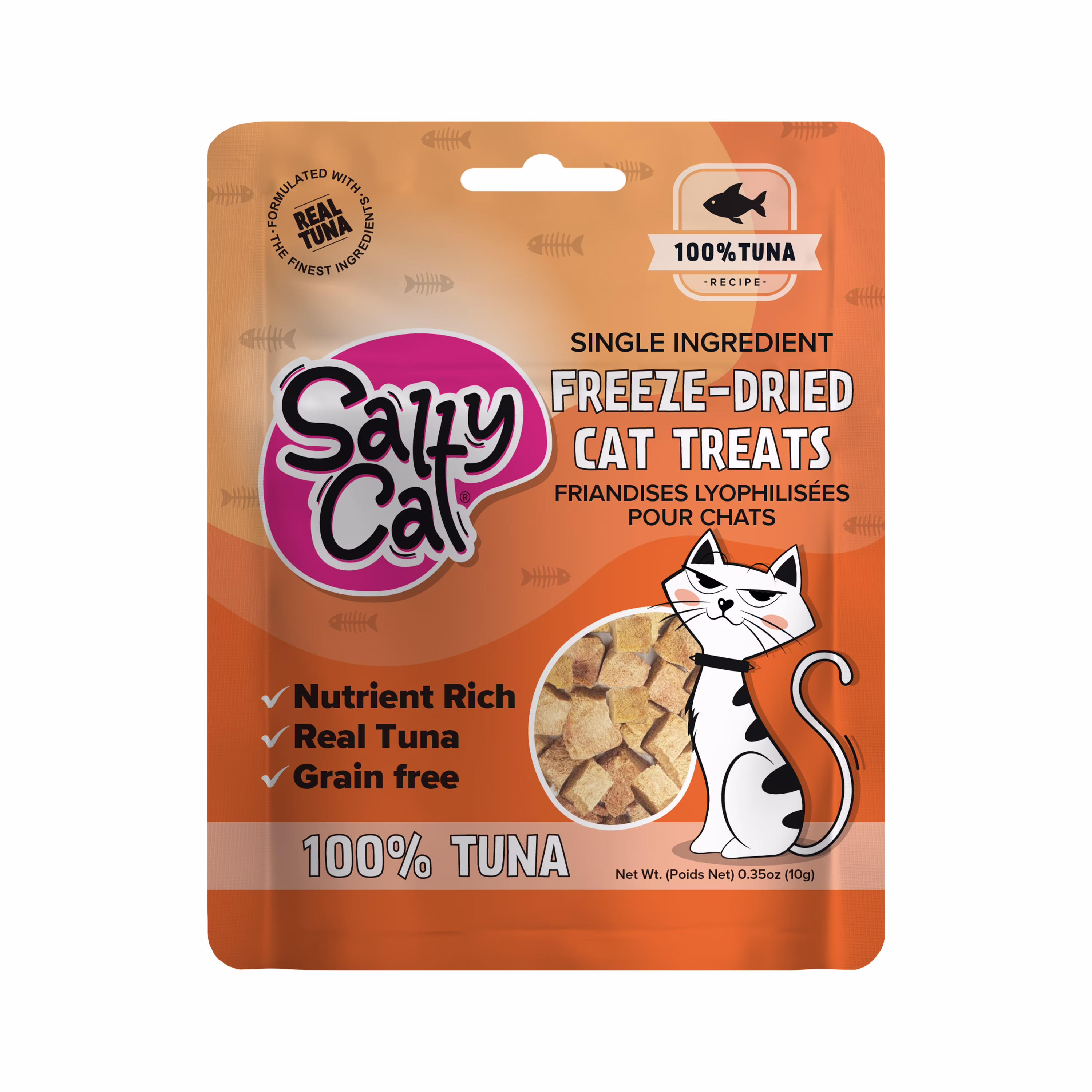 (2 pack) Salty Cat Freeze-Dried Tuna Flavor Crunchy Treats for Cats, 10g Bag