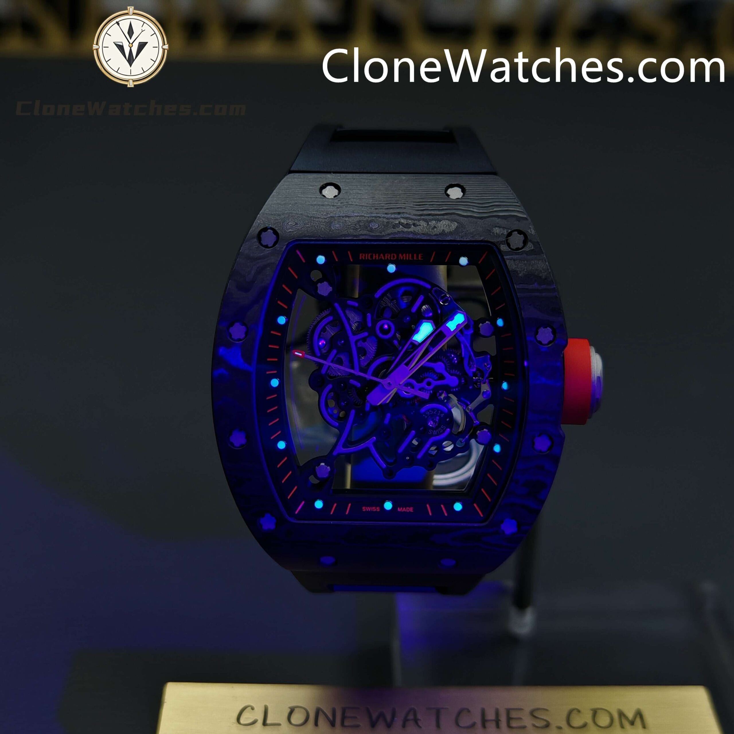 Richard Mille Super Clone Watches 1:1 RM 055 NTPT Tourbillon Black Strap