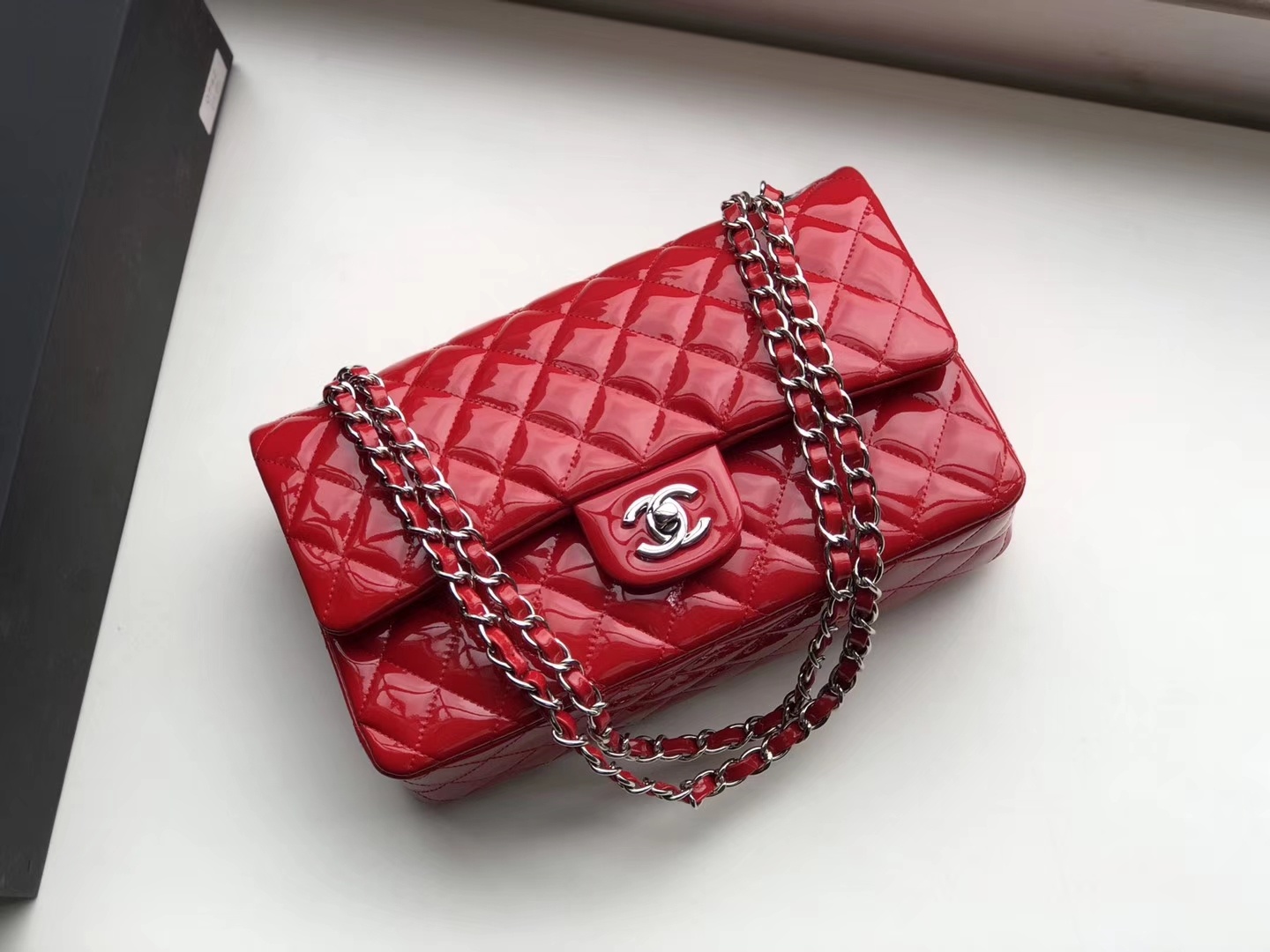 Chanel Classic Flat bag patent leather Size 25 CM top quanlity