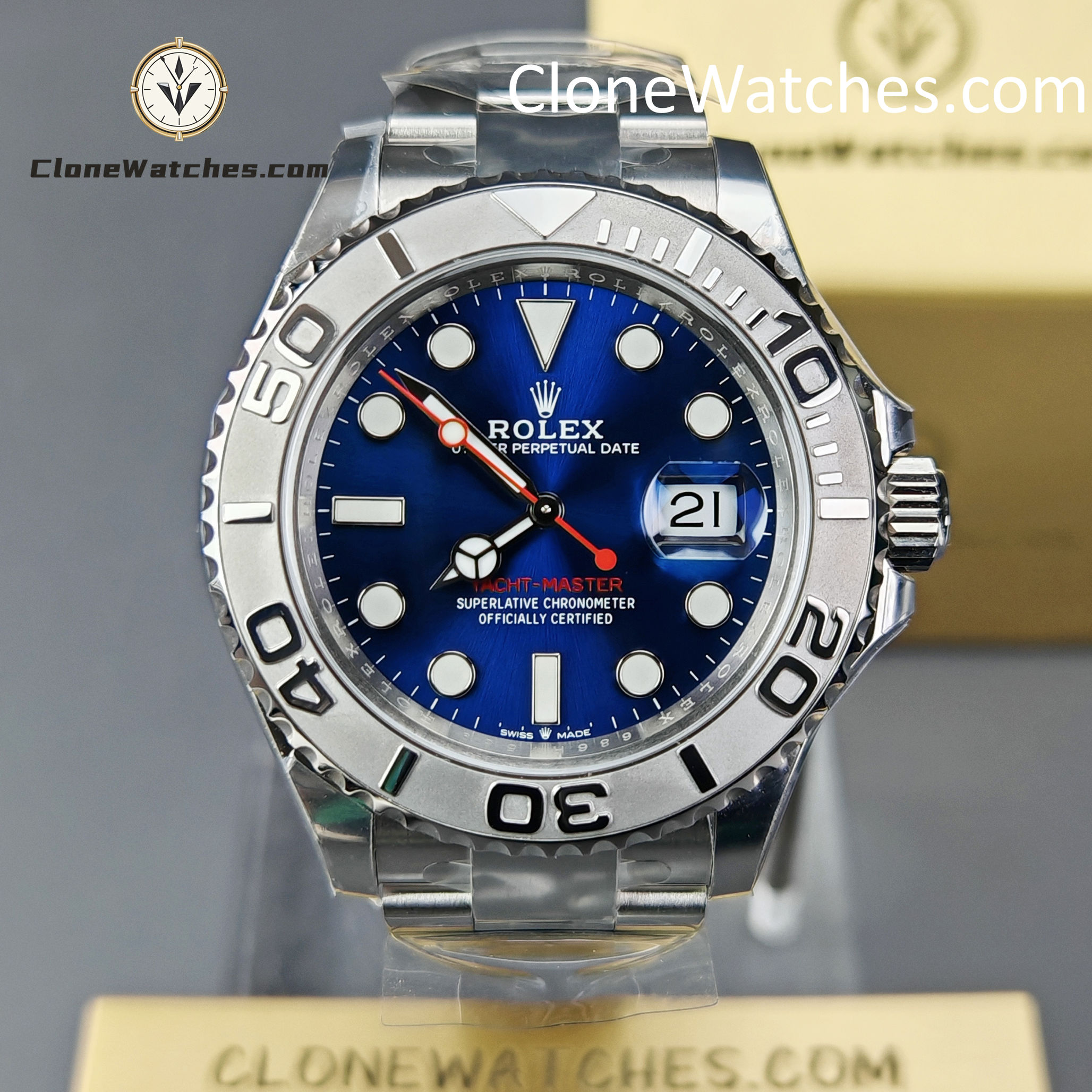 Rolex Super Clone Watches 1:1 Yacht Master Blue Dial M126622-0002 3235 Movement