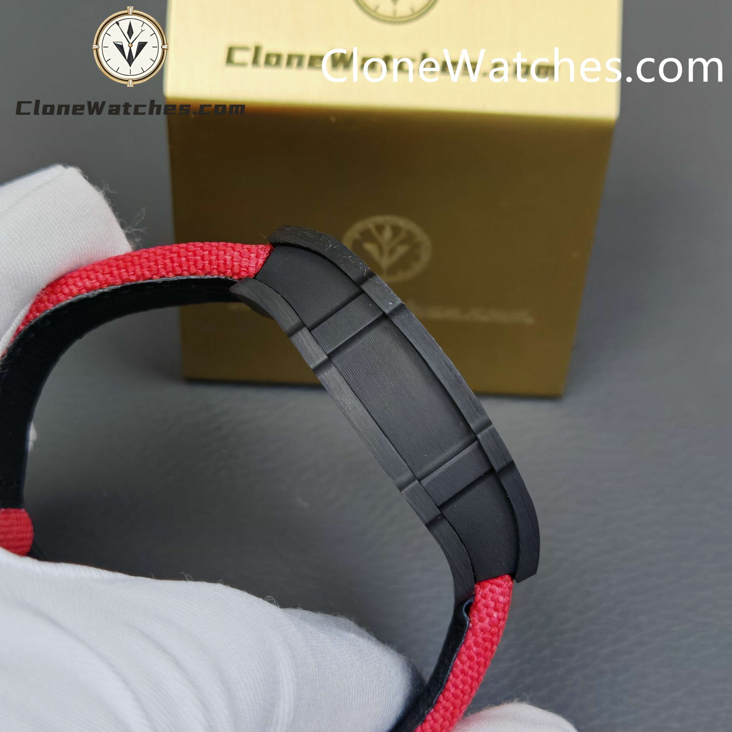 Richard Mille Super Clone Watches 1:1 RM 027 – 03 Carbon Tourbillon Red Strap