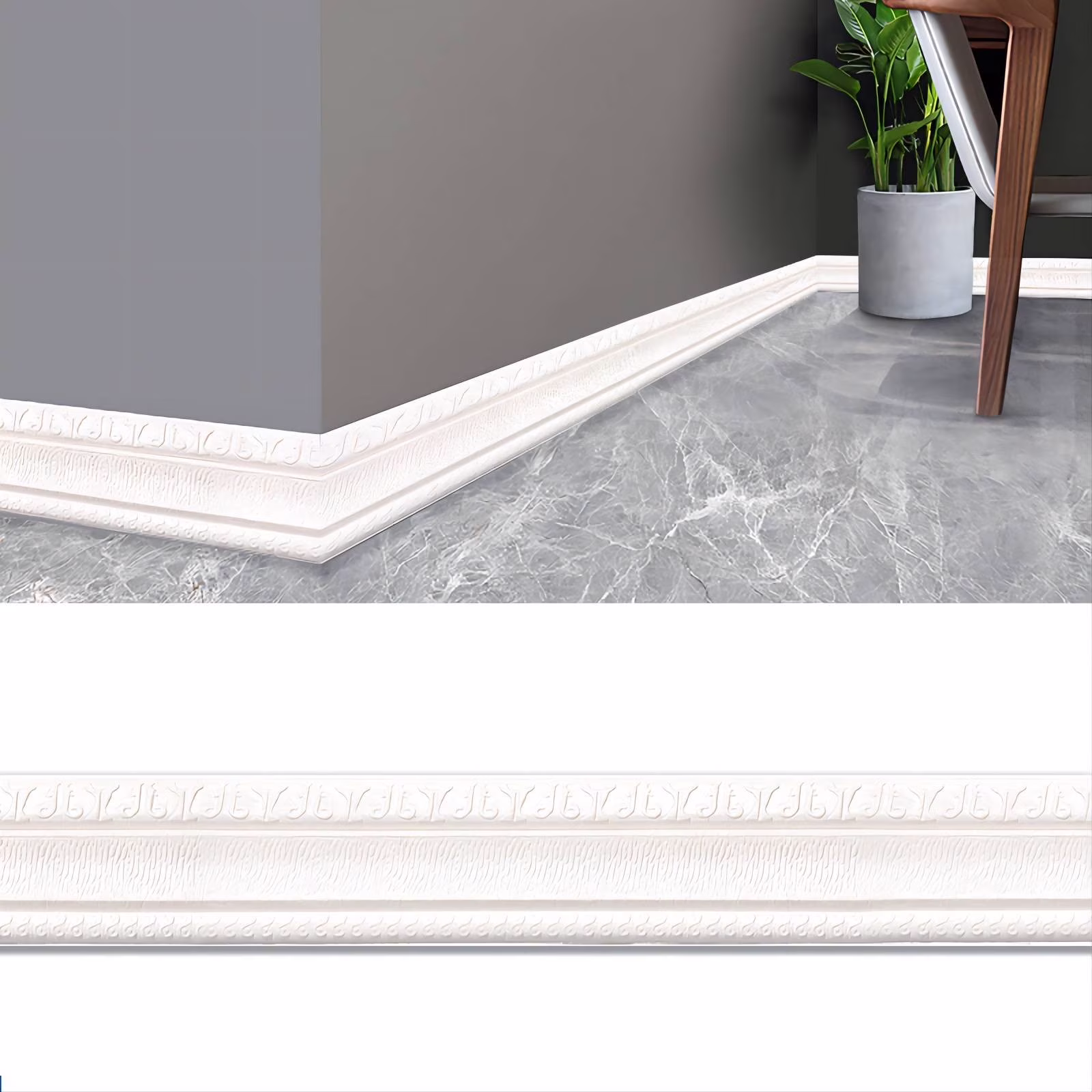 Chiccall 90x 3 Self Adhesive Flexible Foam Molding Trim, 3D Sticky Decorative Wall Lines Wallpaper Border for Home, Office, Hotel DIY Decoration