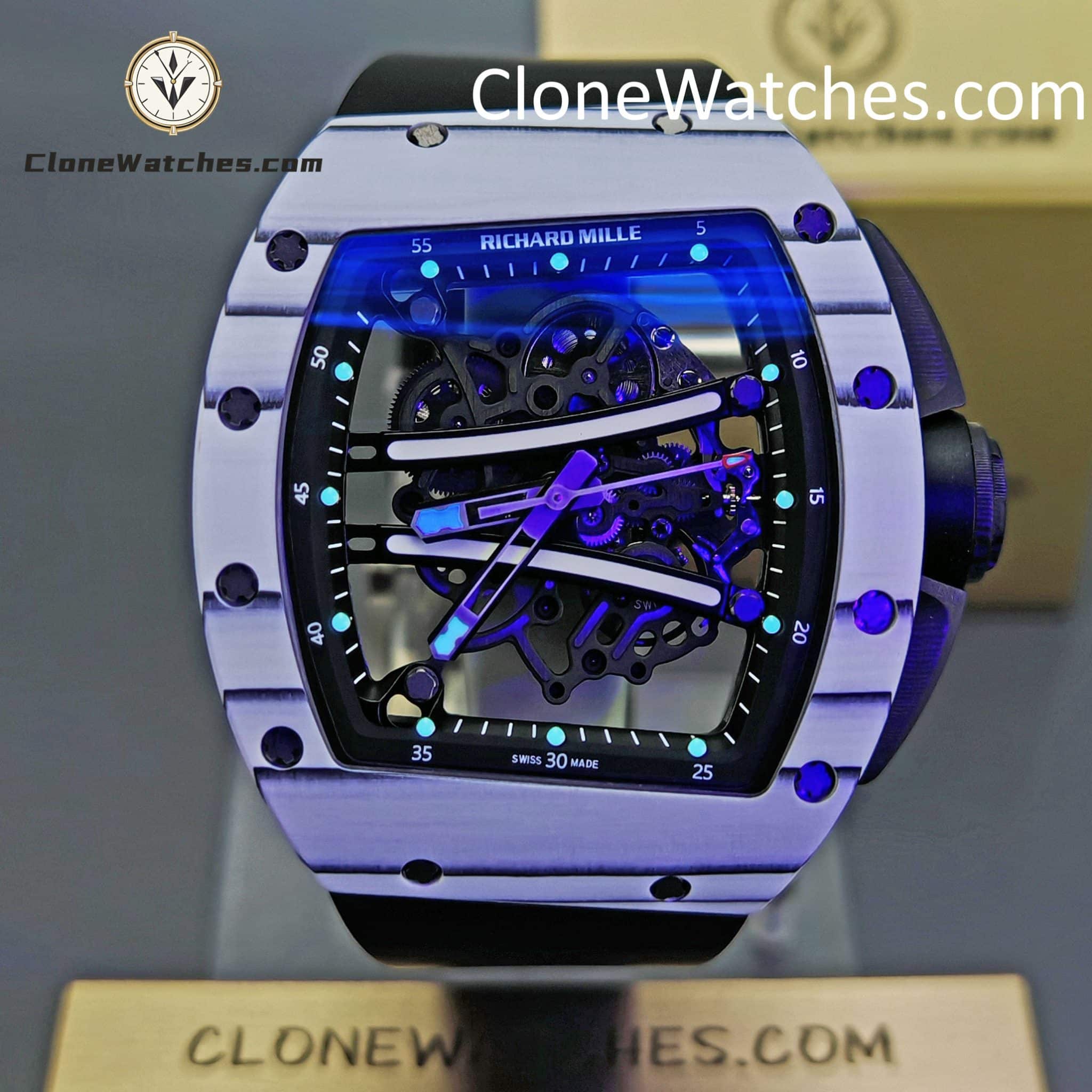 Richard Mille Super Clone Watches 1:1 RM 61-01 ULTIMATE EDITION Tourbillon White Strap