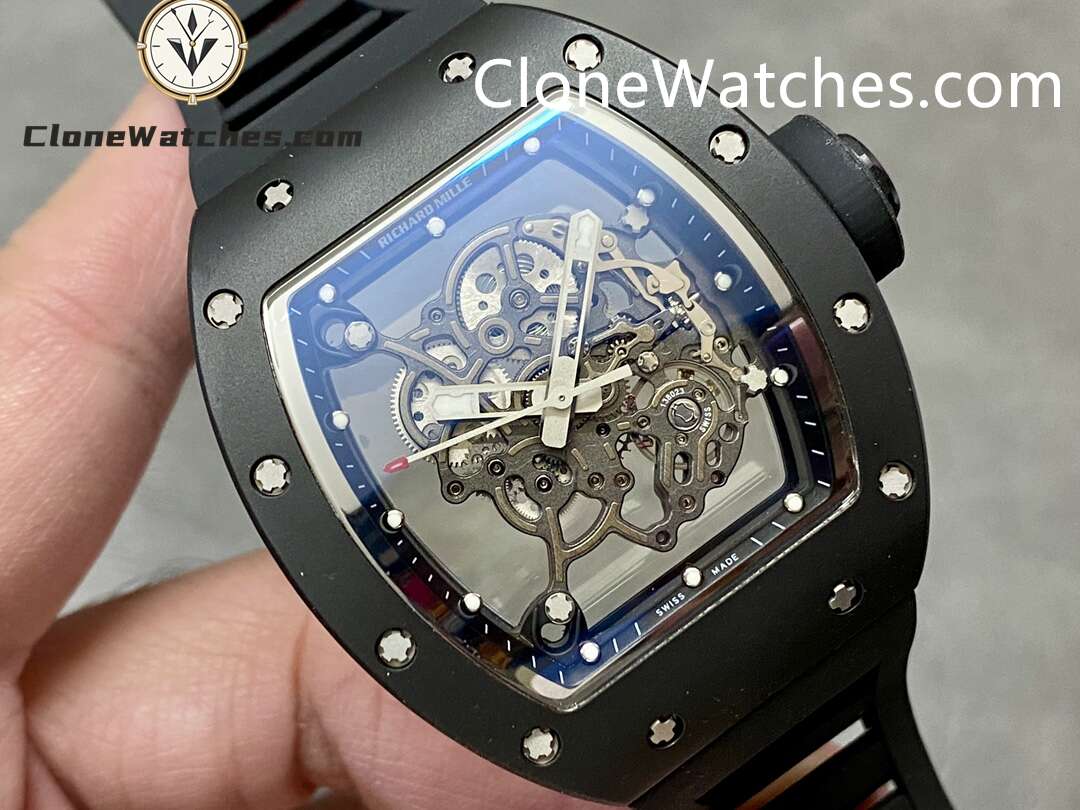 Richard Mille Super Clone Watches 1:1 RM 055 Ceramics Tourbillon Black Strap