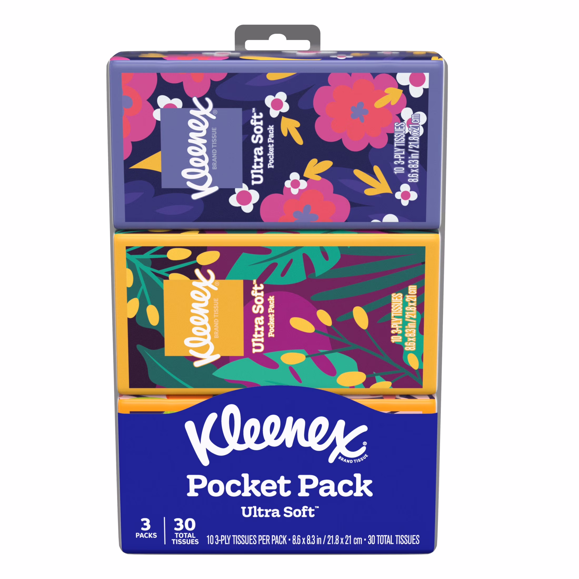 Kleenex On-The-Go 3-Ply Travel Tissues, 3 Pack (30 Total Tissues), Facial Tissues