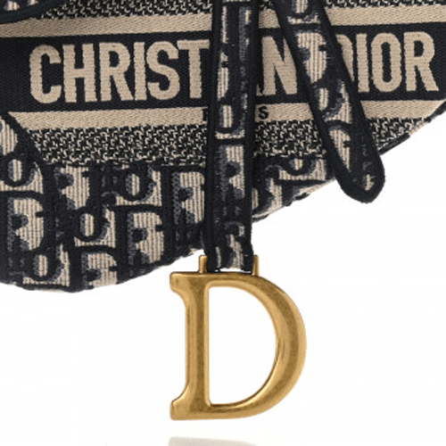 CHRISTIAN DIOR Oblique Embroidered Saddle Bag Blue