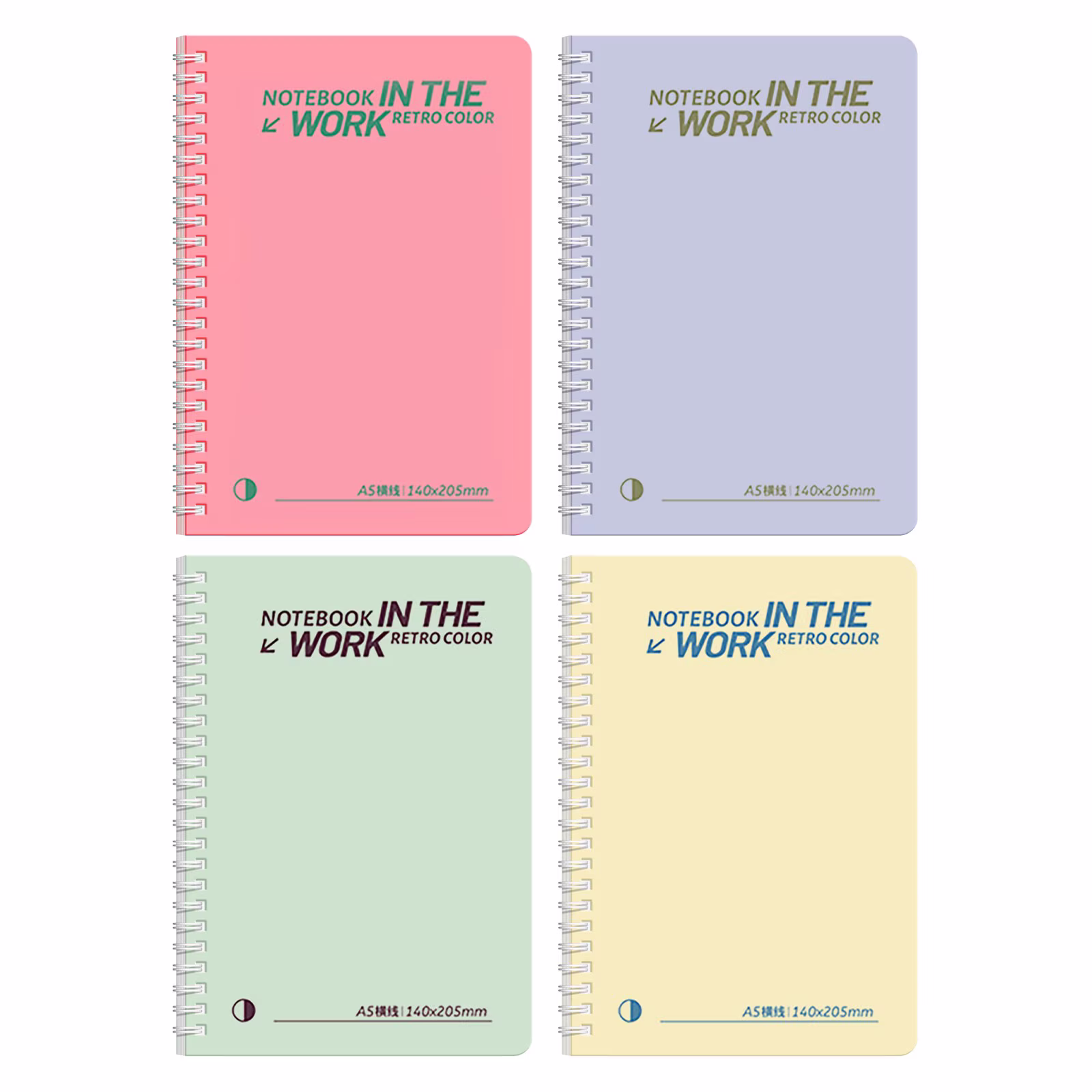 Kilougeis Student Essentials 4Pcs Spiral Notebook 5.5" X 8",A5 Subject Notebooks College Ruled,Thick Spiral Writing Journal for Work