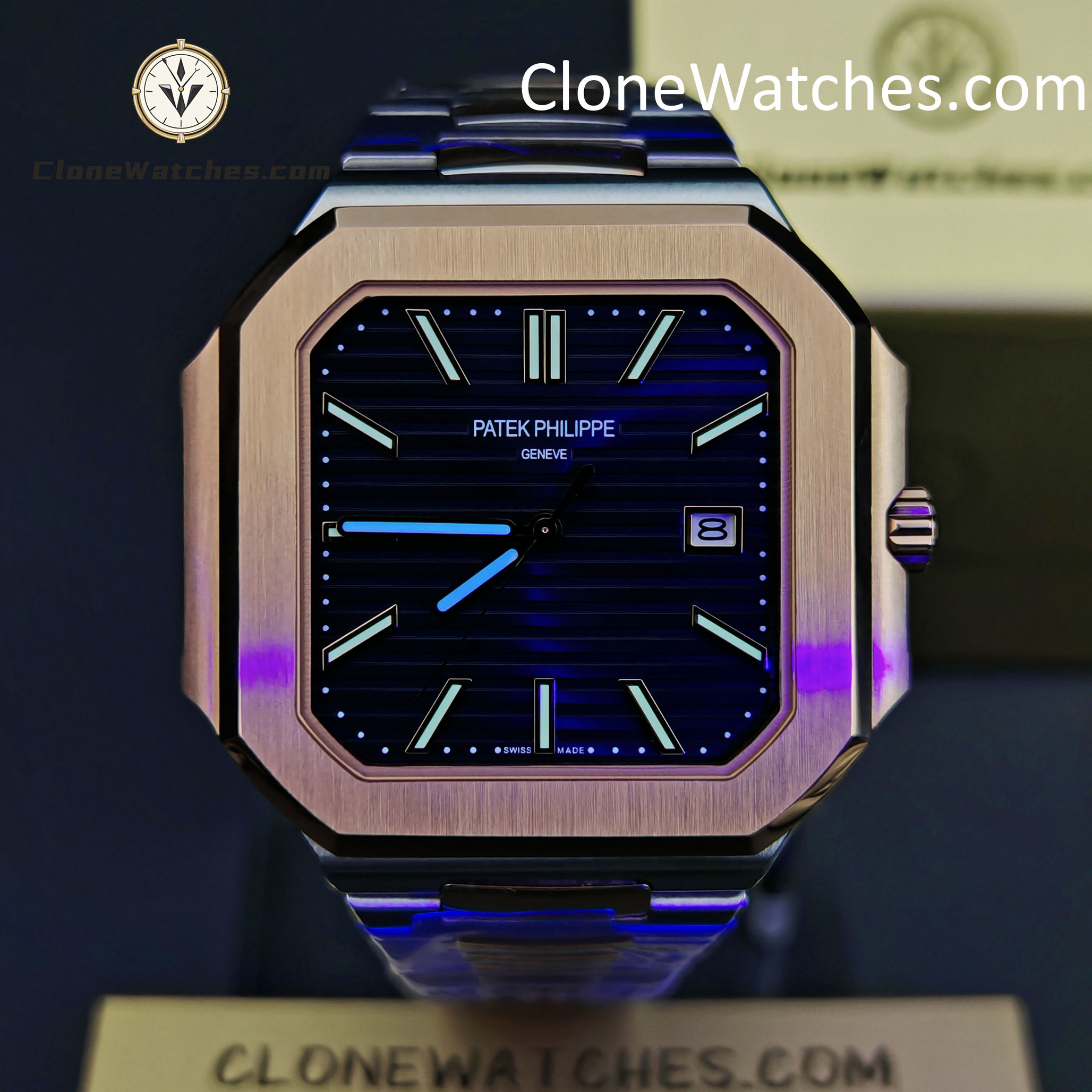 Patek Philippe Super Clone Watches 1:1 Cubitus Gold 5821/1AR-001 Blue Dial