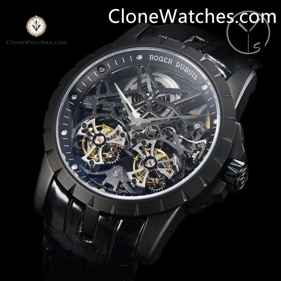 Roger Dubuis Super Clone Watches 1:1 Excalibur Skeleton Double Flying Tourbillon RDDBEX0471 45MM