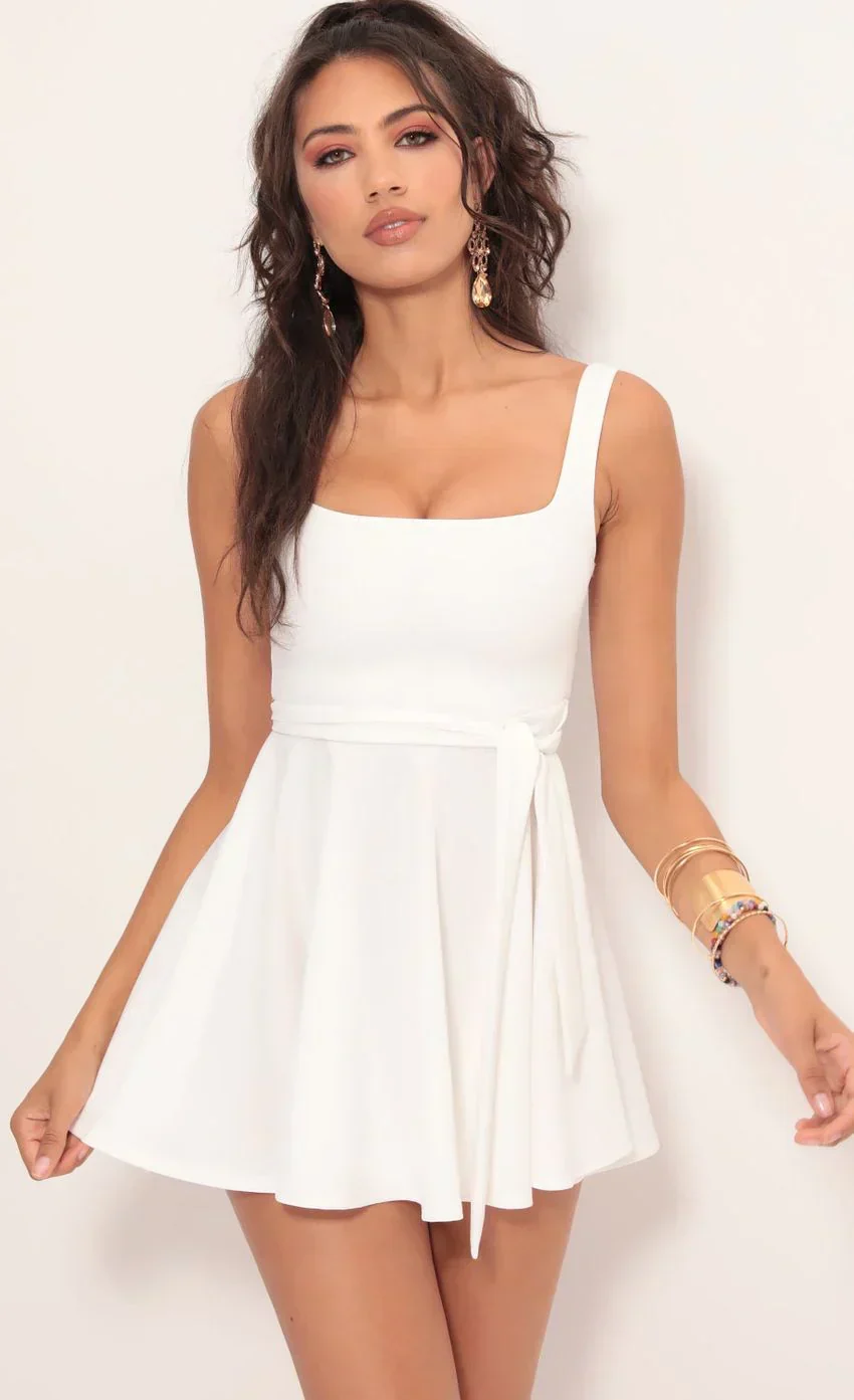 A-line Wrap Dress in White