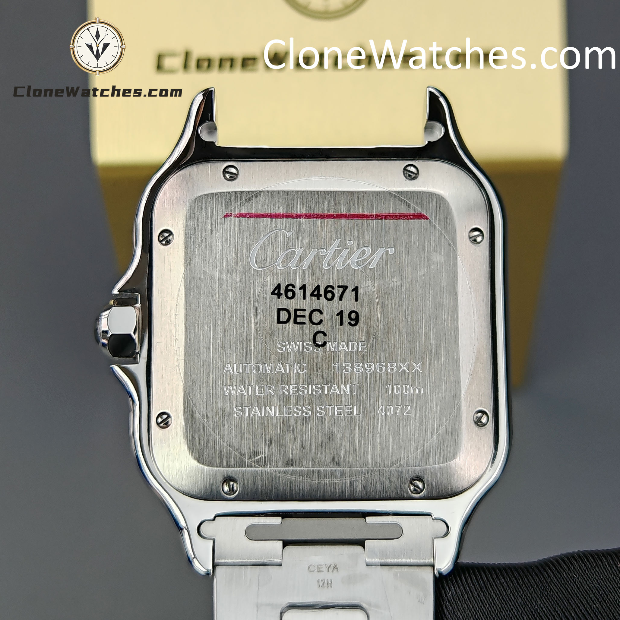 Cartier Super Clone Watches 1:1 Santos Series Gray Dial 39.8MM WSSA0037 Steel Strap