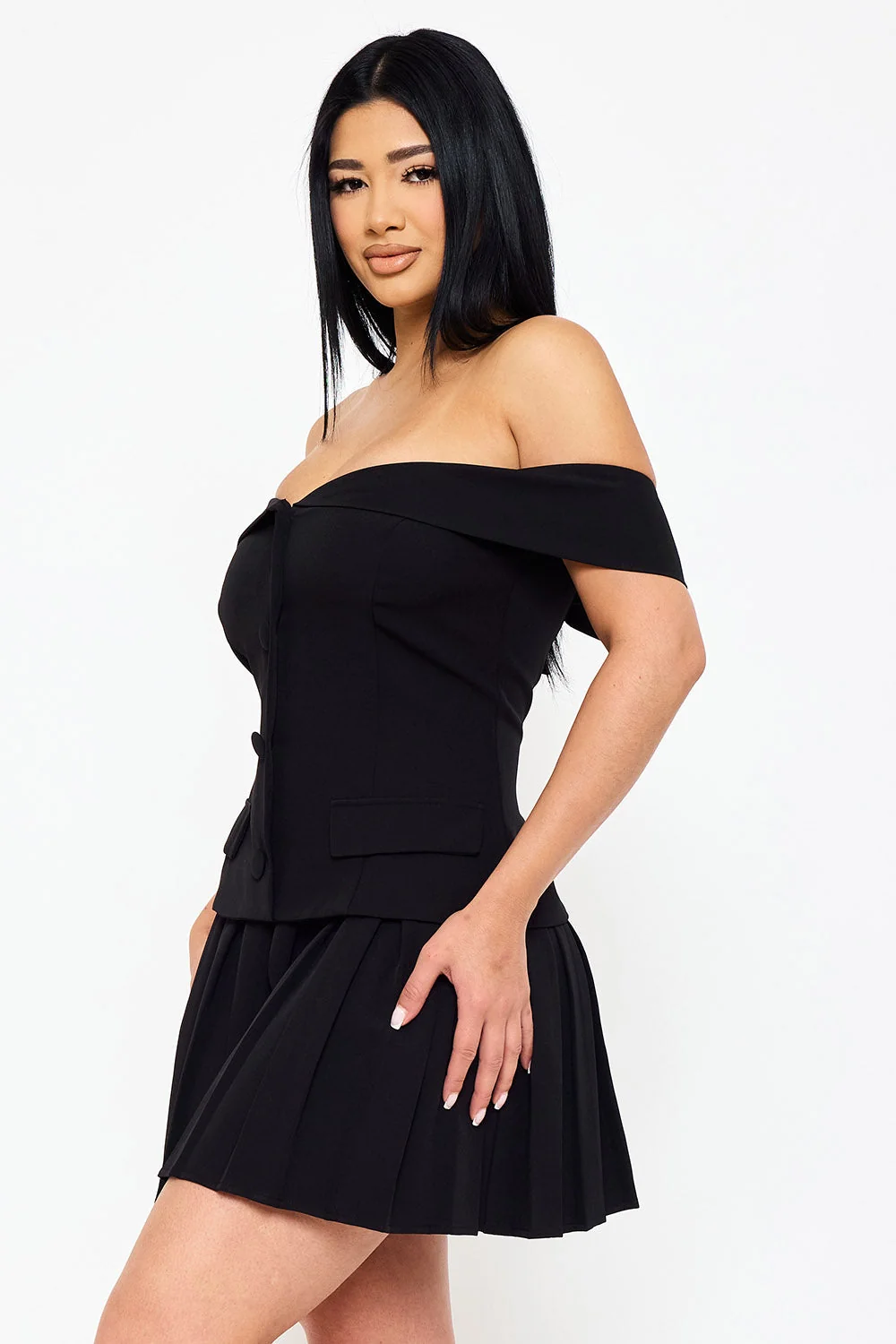 Symphony Dress - Woven Off The Shoulder Mini Dress