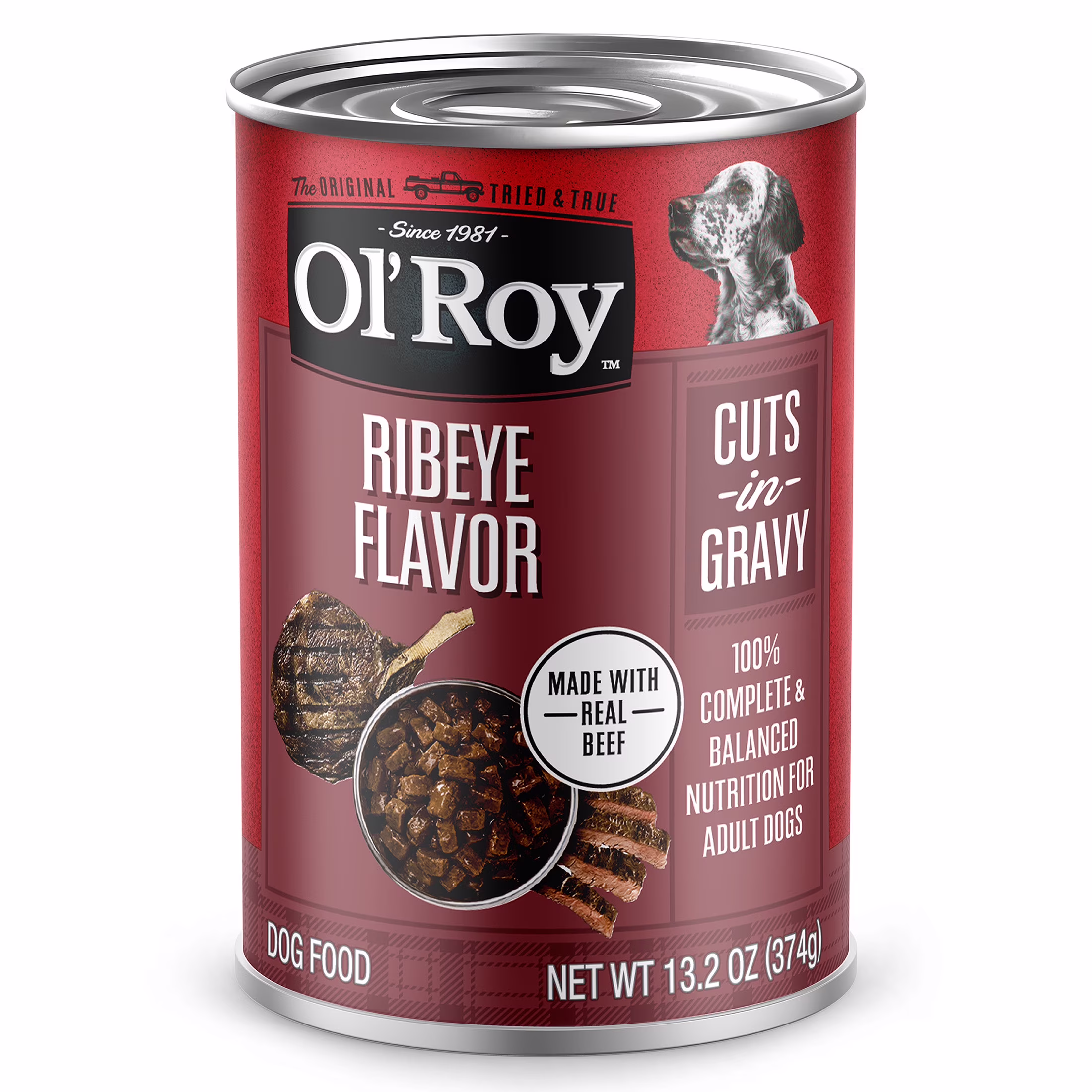 (6 pack) Ol' Roy Ribeye Flavor Cuts in Gravy Wet Dog Food for Adult Dogs, 13.2 oz Can