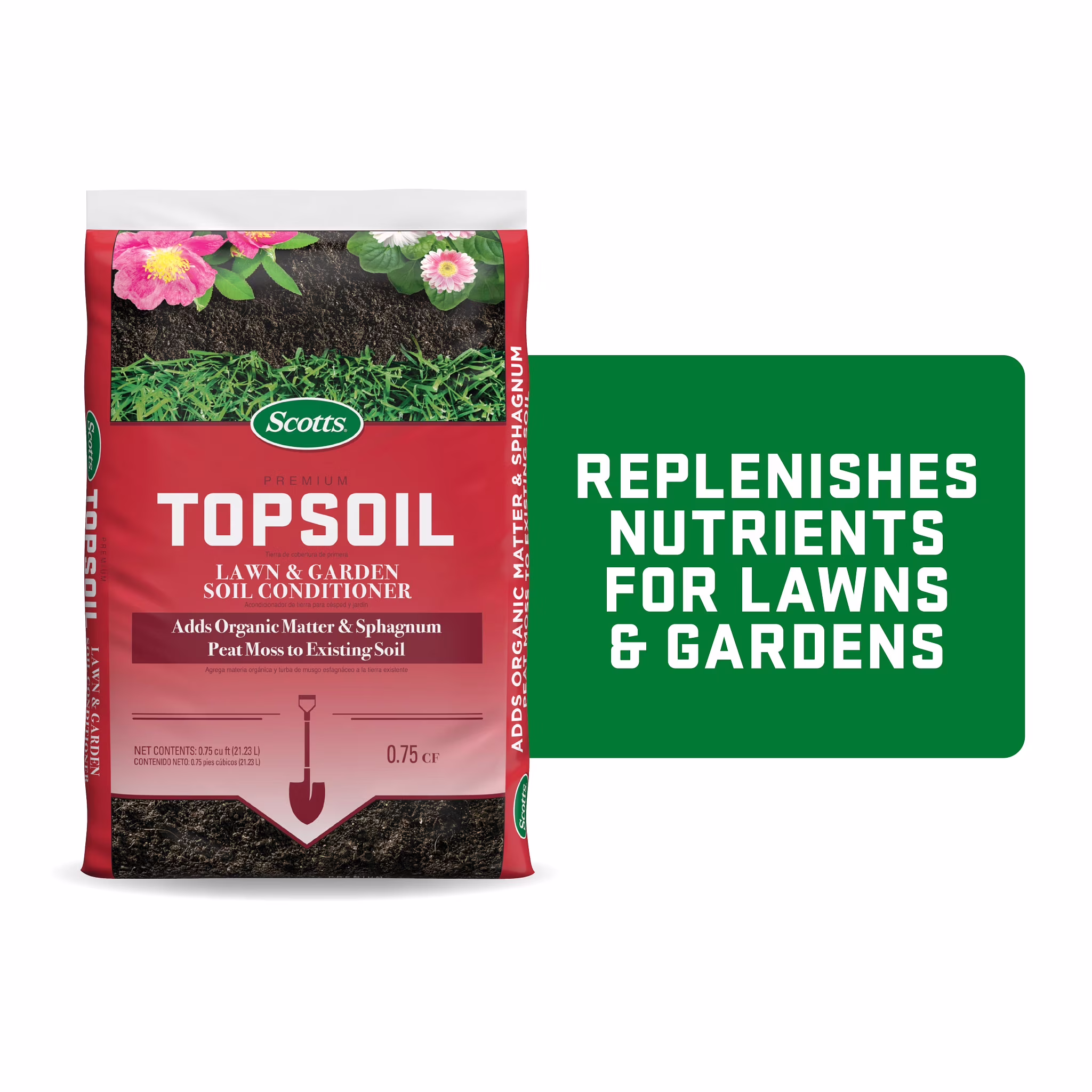 Scotts Premium Topsoil, Lawn and Garden Soil Conditioner, With Peat Moss, 0.75 cu. ft.