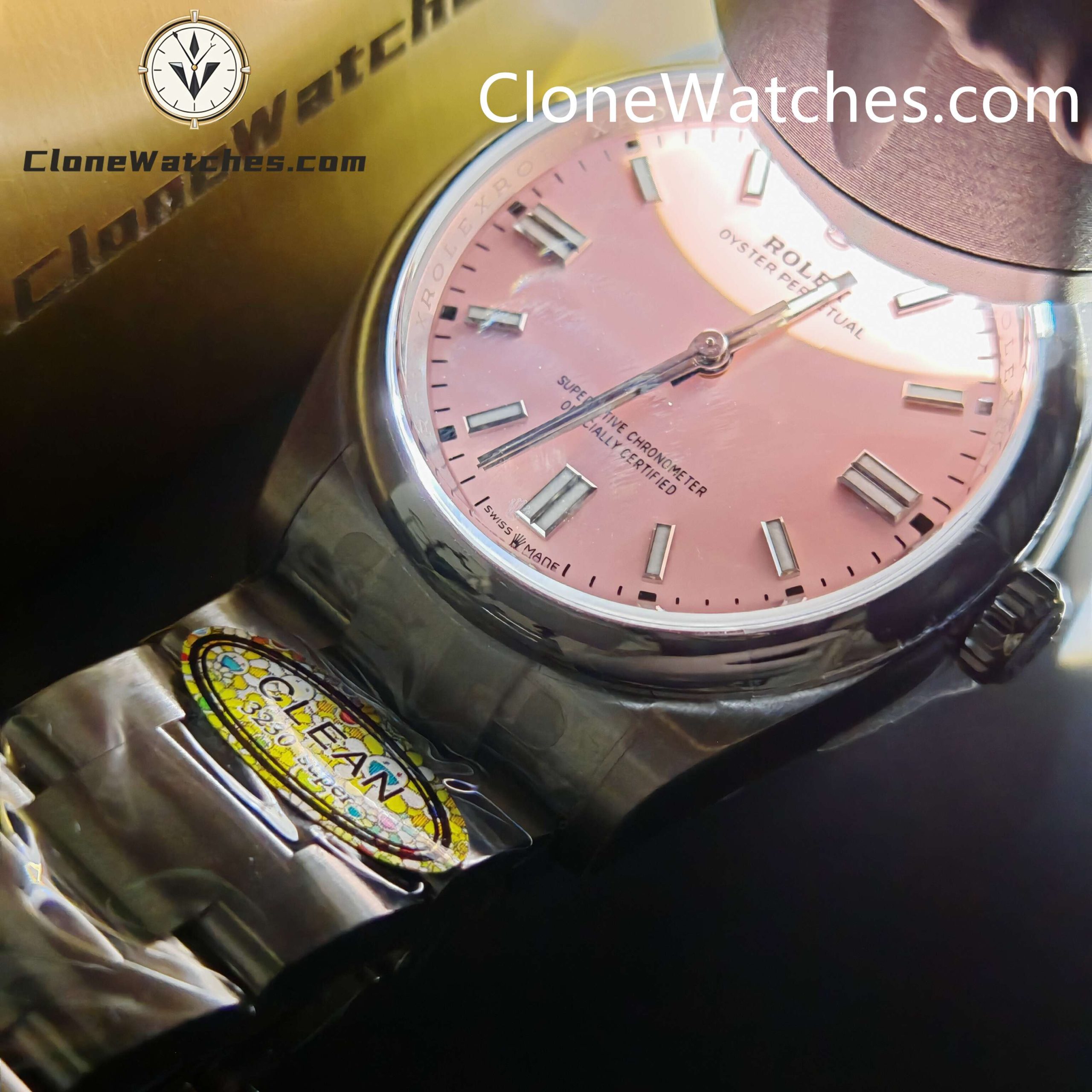 Rolex Super Clone Watches 1:1 Oyster Perpetual Pink Dial 36mm M126000-0008 3230 Movement