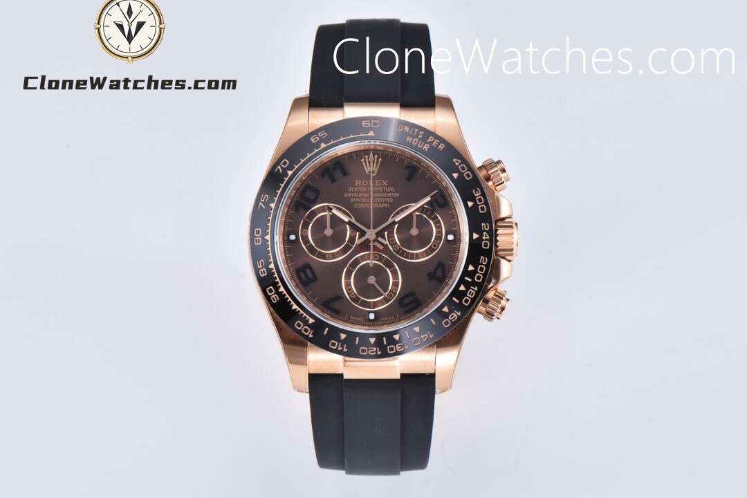 Rolex Super Clone Watches 1:1 Daytona Chocolate Dial Black M116515 Oysterflex Strap 4130 Movement