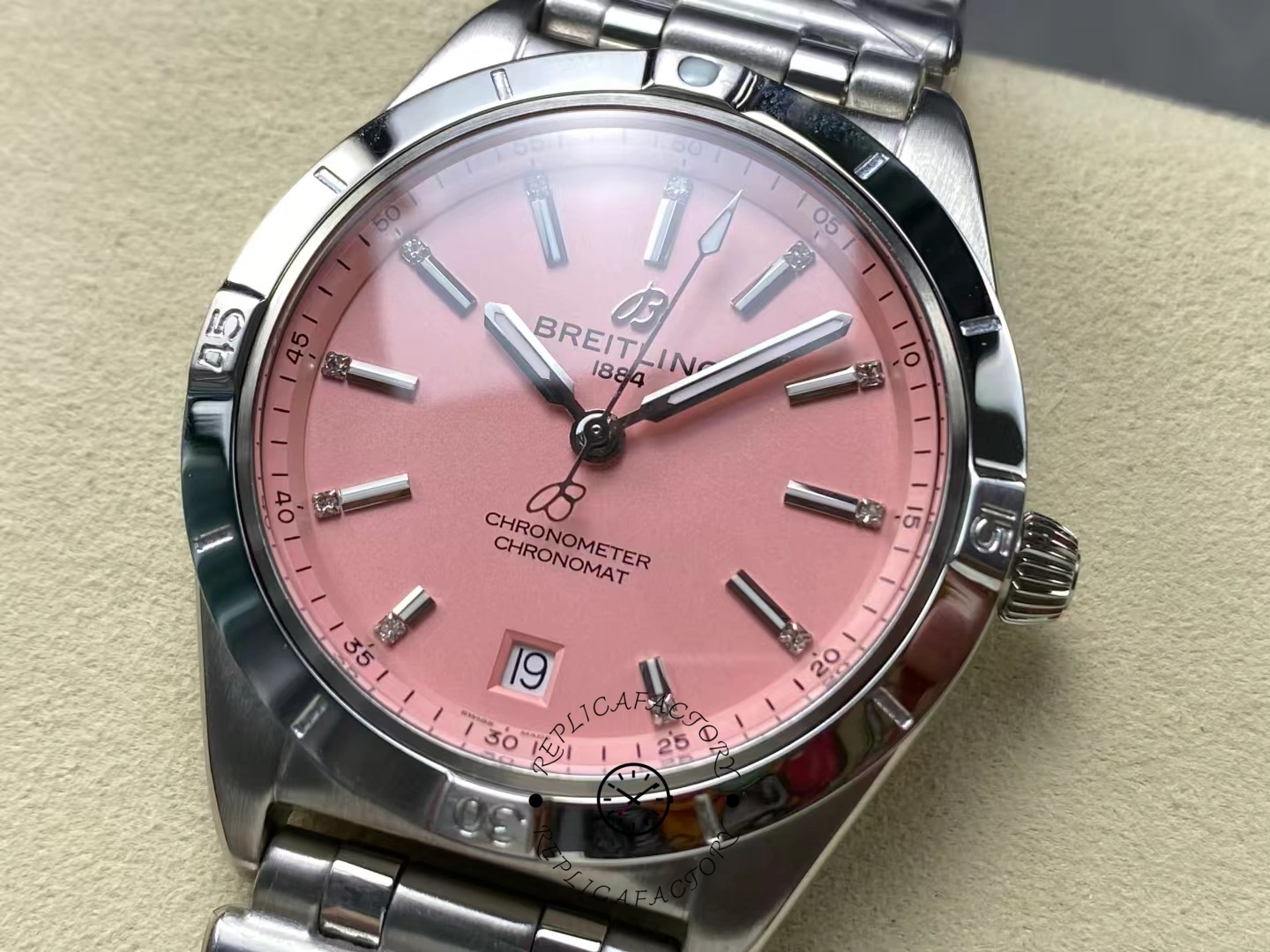 Breitling Chronomat 36mm Pink Dial A77310101K1A1 Replica