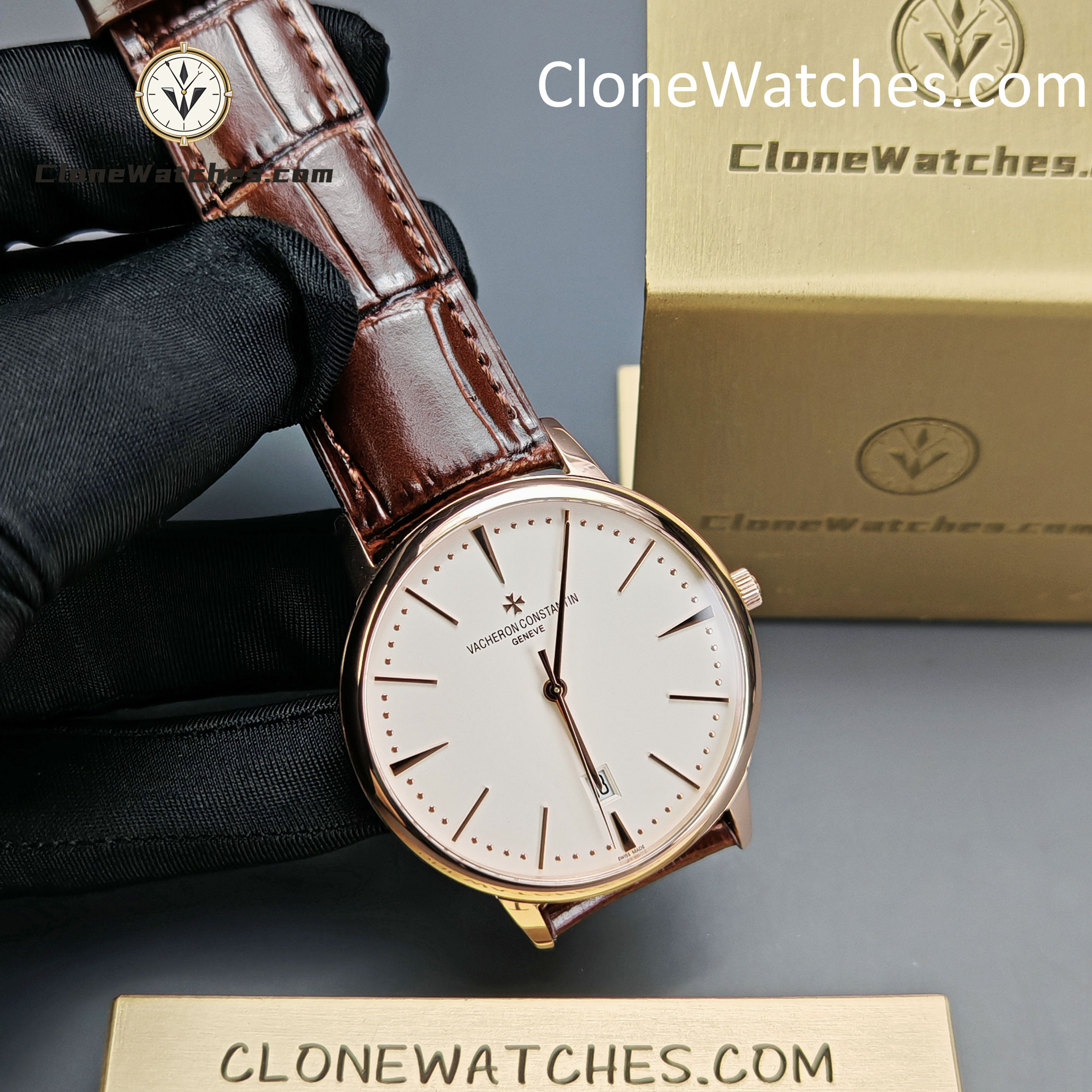 Vacheron Constantin Super Clone Watches 1:1 Patrimony Rose Gold 85180/000R-9248 White Dial