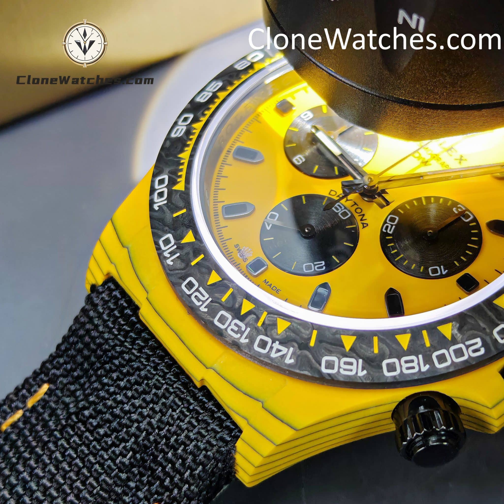 Modified Super Clone Watches 1:1 DiW Rolex Daytona Carbon Fiber BUMBLEBEE
