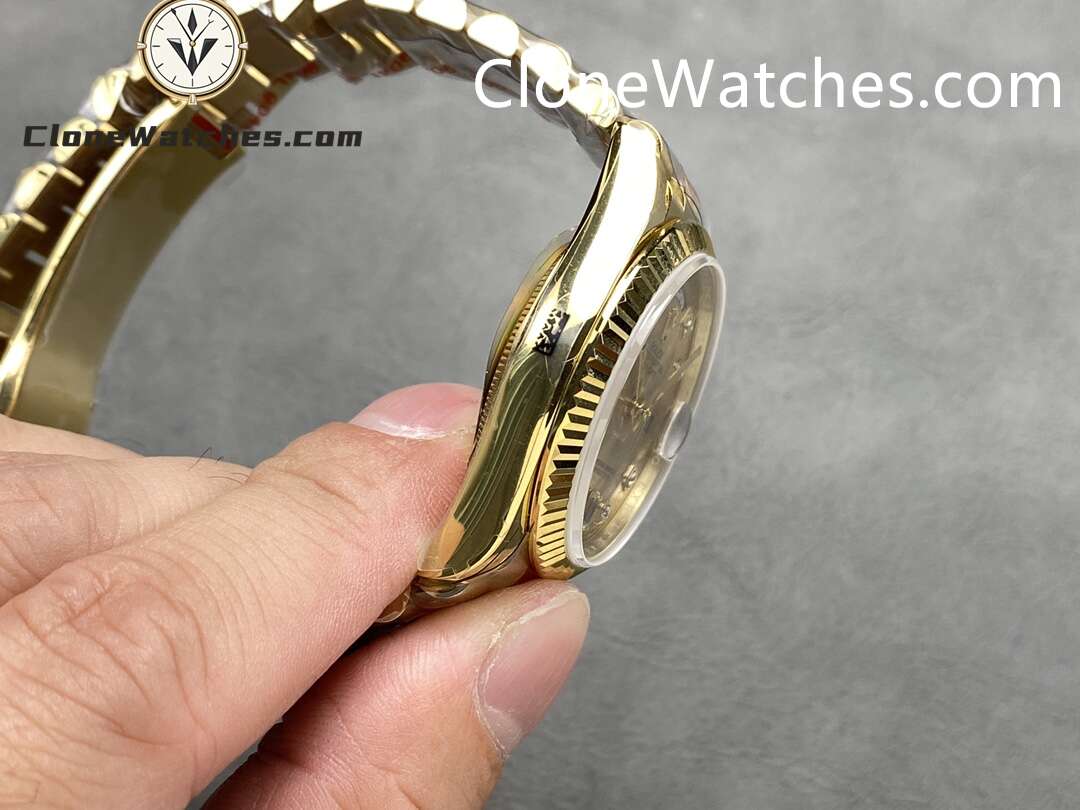 Rolex Super Clone Watches 1:1 Day Date 18K Gold Champagne Dial 36mm m128238-0008 3255 Movement