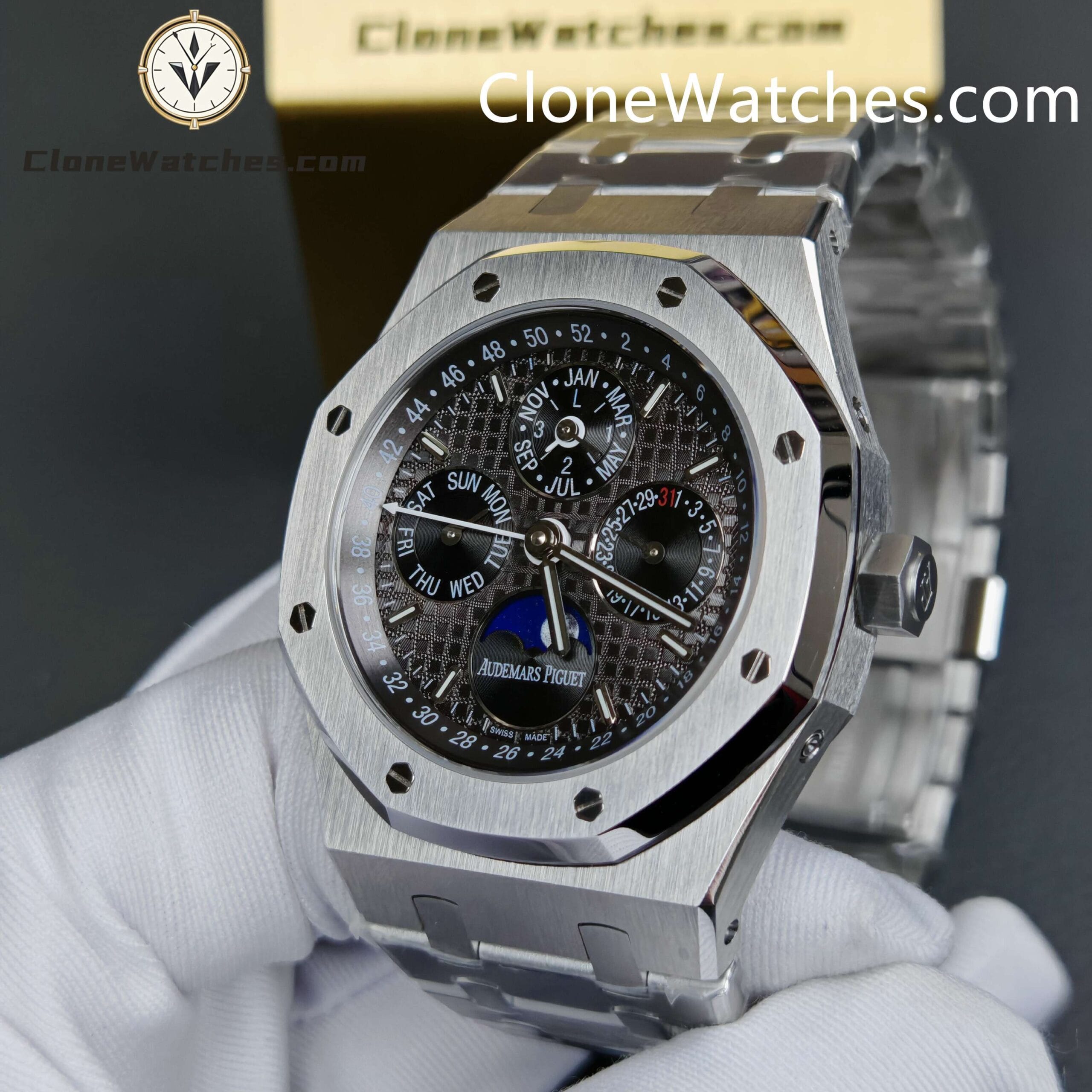 Audemars Piguet Super Clone Watches 1:1 Royal Oak Perpetual Calendar Black Dial 26607BC 41MM