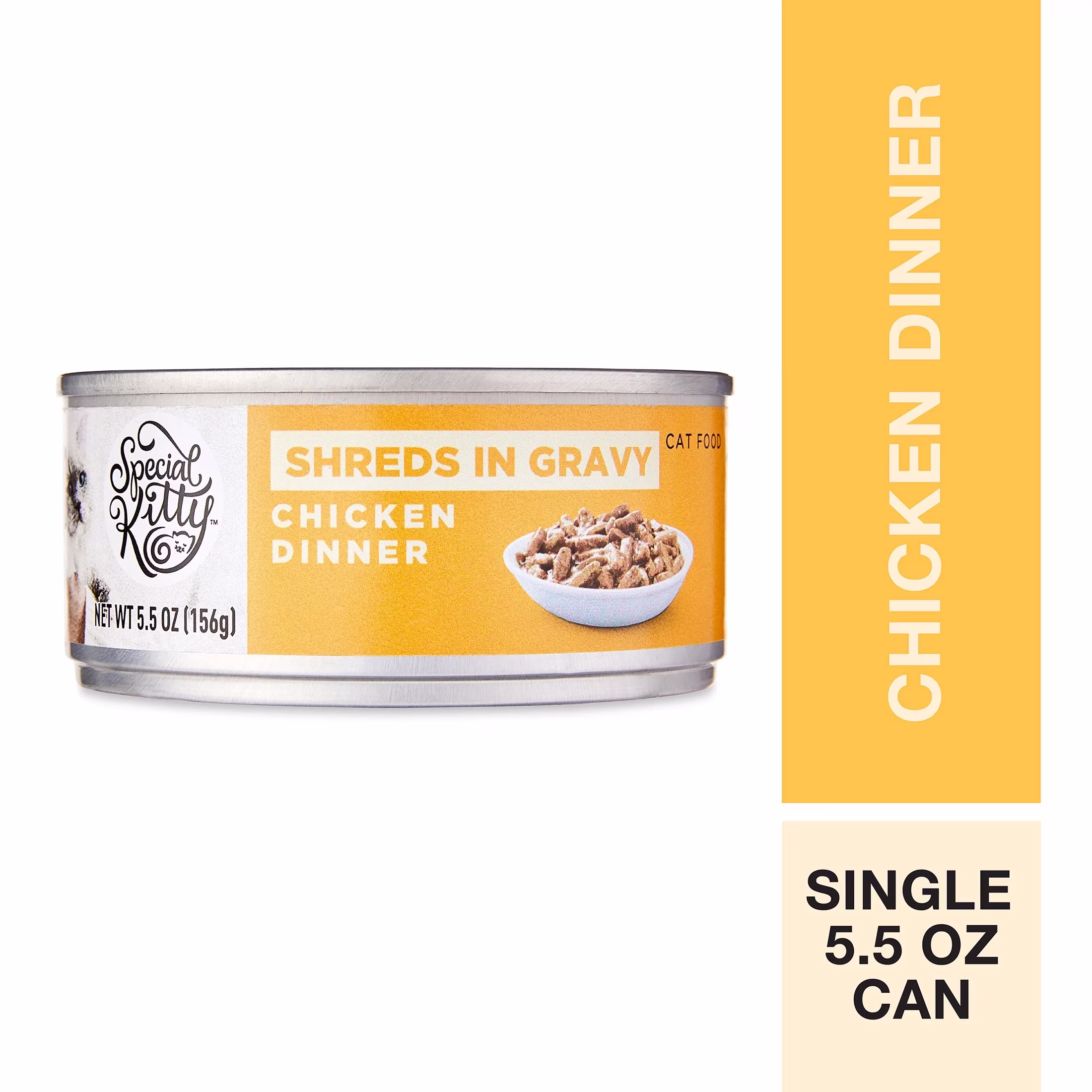 Special Kitty Chicken Dinner Shreds in Gravy Wet Cat Food, 5.5 oz Can