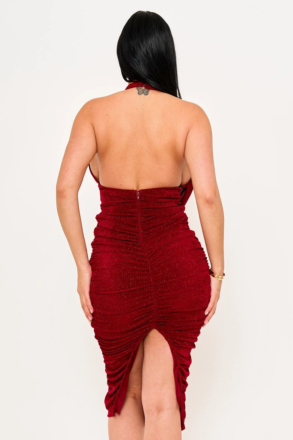 Symphony Dress - Glitter Halter Neck Midi Dress