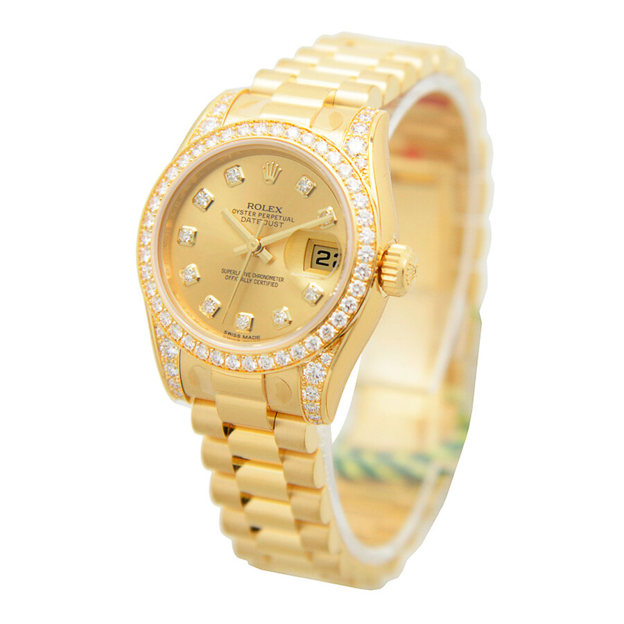 Rolex Lady-Datejust 26 Champagne Dial 18K Yellow Gold President Automatic Ladies Watch 179158CDP（Lifetime free warranty+90-days replacement service & Refund!.）