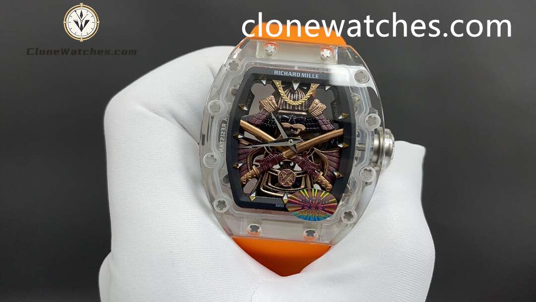 Richard Mille Super Clone Watches 1:1 RM 47 Full Transparent Tourbillon Orange Strap