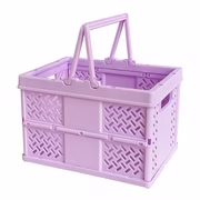 Penkiiy Foldable Plastic Grocery Shopping Basket: Sturdy Vegetable Crates with Handles Collapsible Storage Container for Kitchen Pantry Bathroom