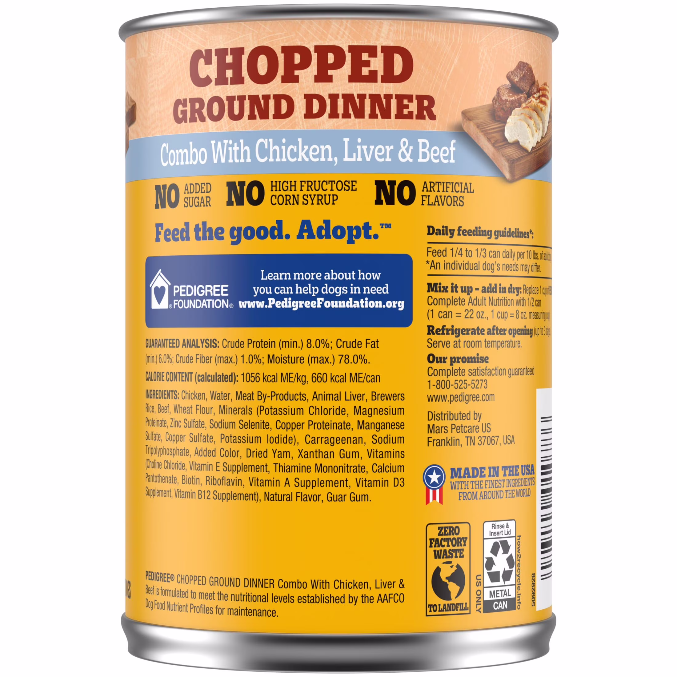 (4 pack) Pedigree Chopped Ground Dinner Chicken, Liver & Beef Adult Soft Wet Dog Food, (12) 22 oz Cans