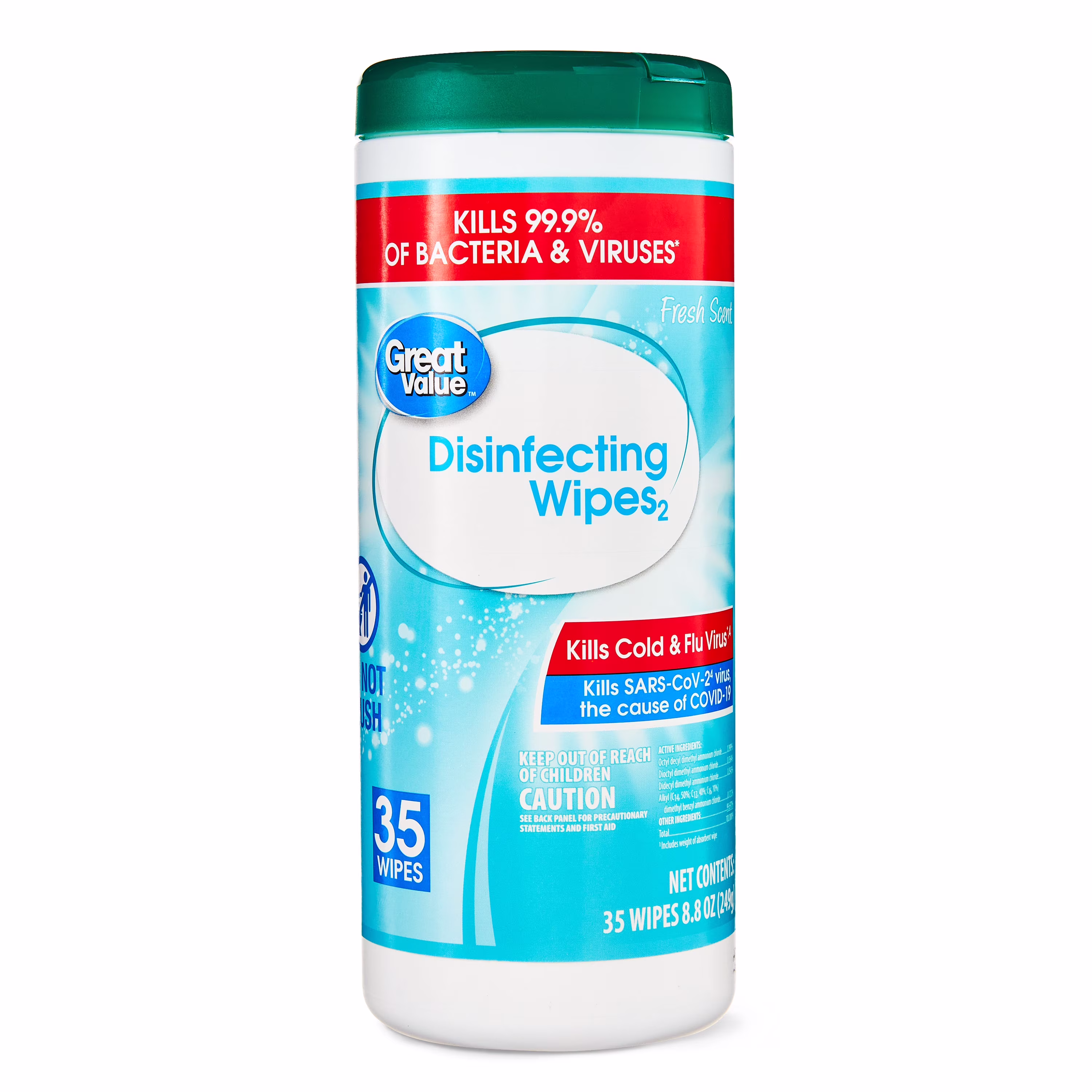 Great Value Fresh Scent Disinfecting Wipes, 35 Count