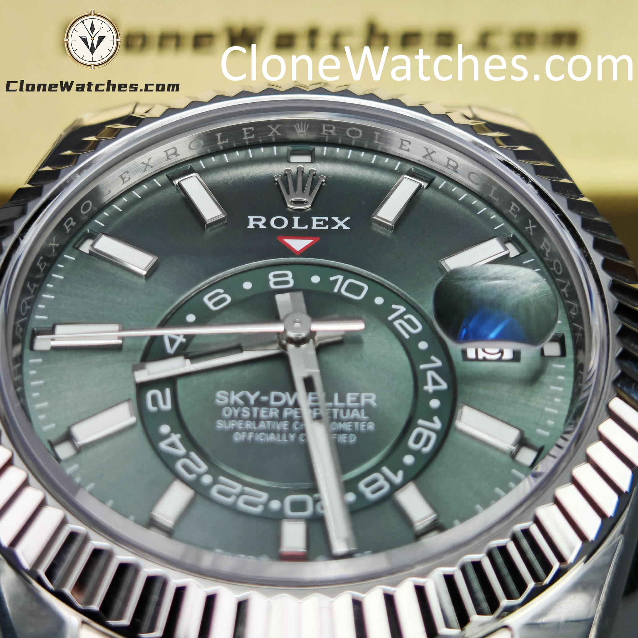 Rolex Super Clone Watches 1:1 Sky Dweller Green Dial Oyster M336934 9002 Movement