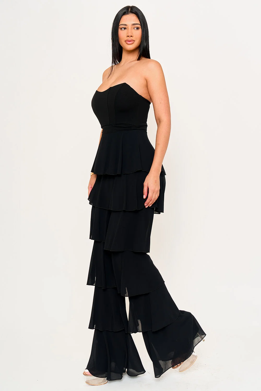 Symphony Jumpsuit - Techno Crepe & Chiffon Contrast Jumpsuit
