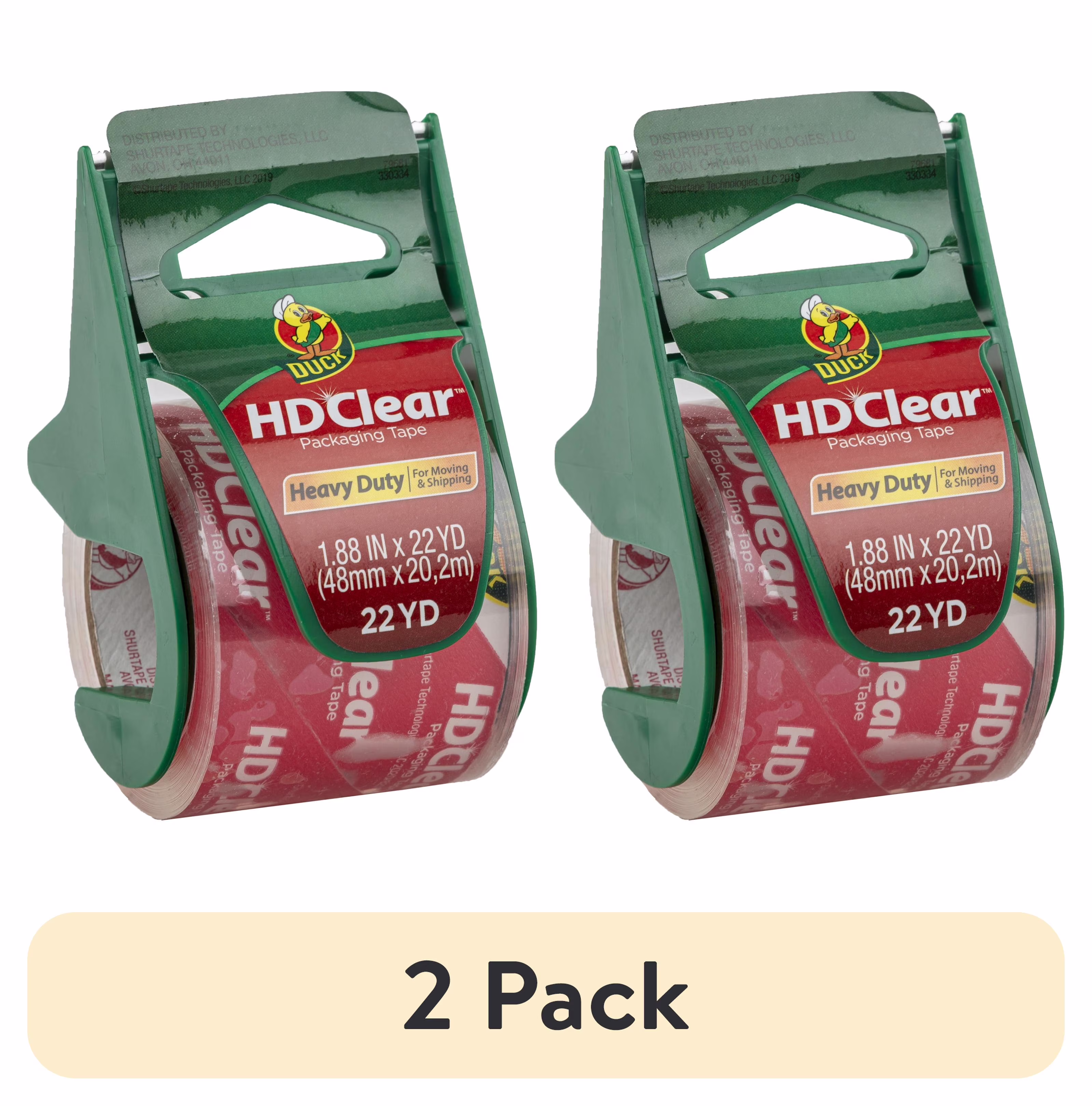 Duck HD Clear Heavy Duty Packing Tape with Dispenser, 1.88 in x 22.2 yd, Clear