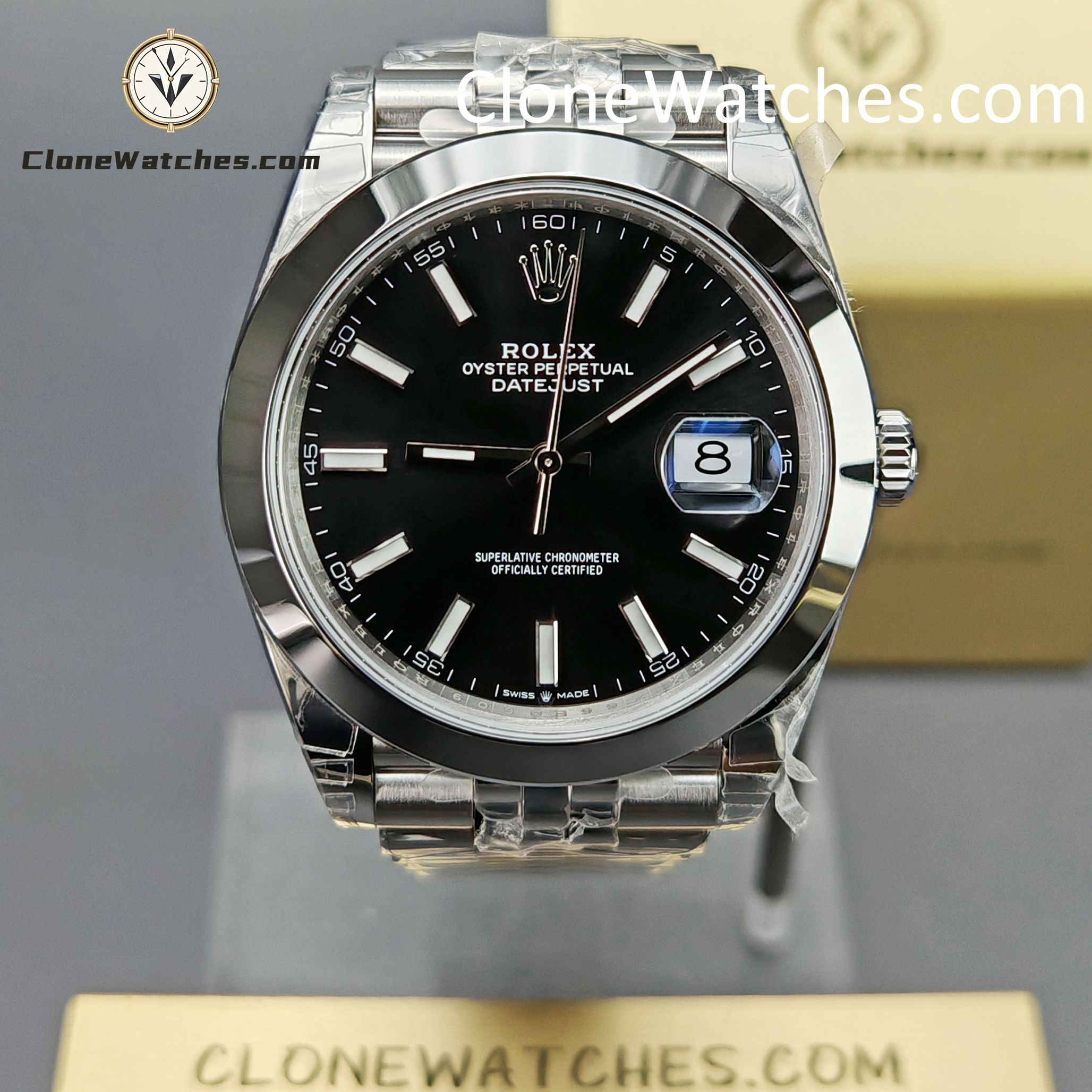 Rolex Super Clone Watches 1:1 DateJust Black Dial m126300-0012 Jubilee 41MM 3235 Movement
