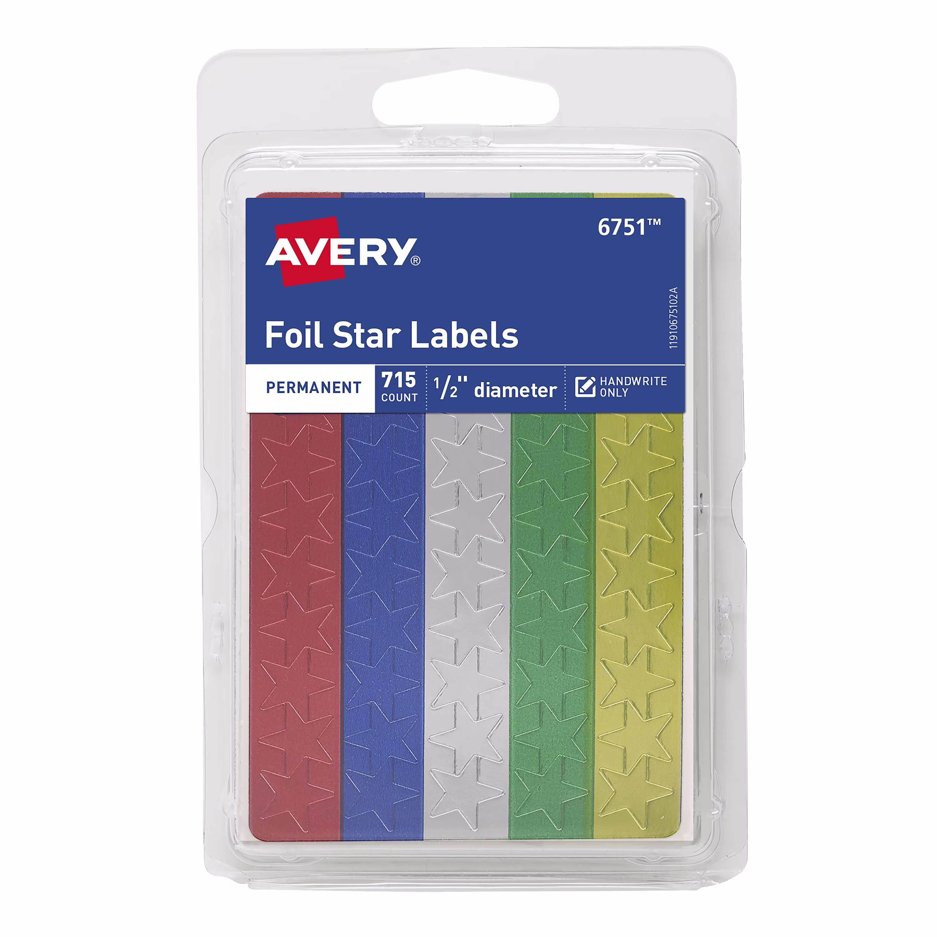 Avery Foil Star Labels, 1/2