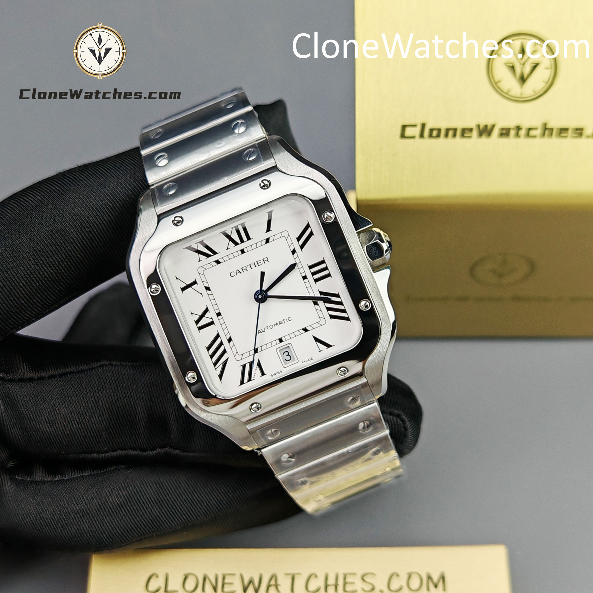 Cartier Super Clone Watches 1:1 Santos Series White Dial 39.8MM WSSA0009